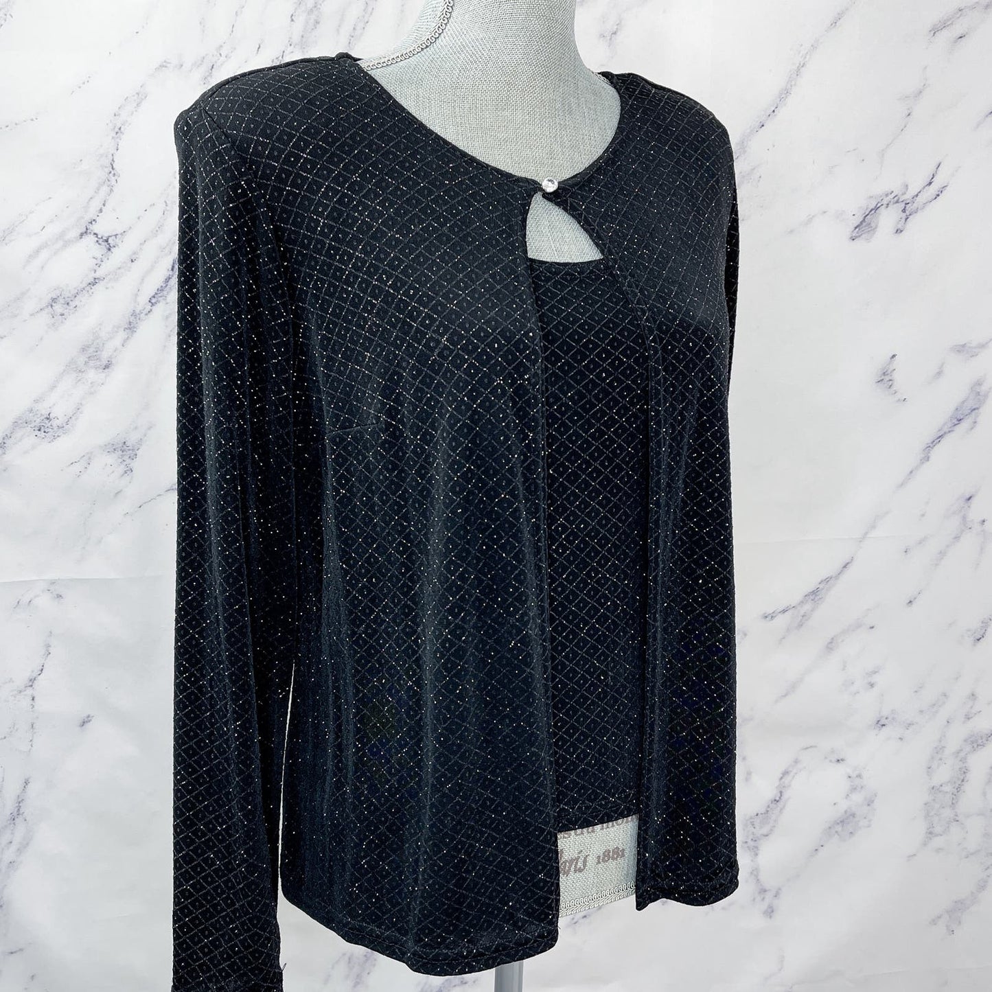 Onyx Nite | Black Metallic Cardigan and Tank Set | M