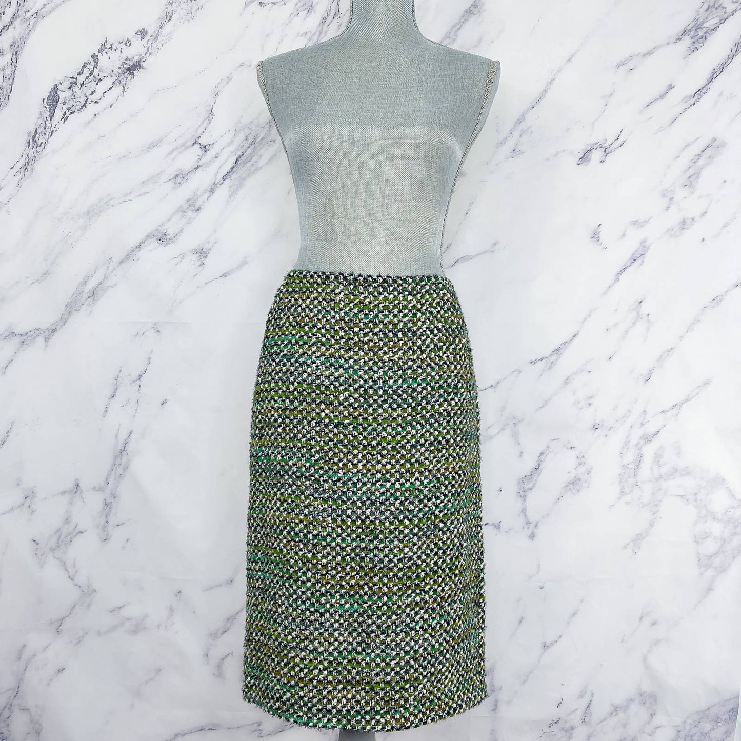 Lafayette 148 New York | Green Tweed Wool Skirt | Sz 10