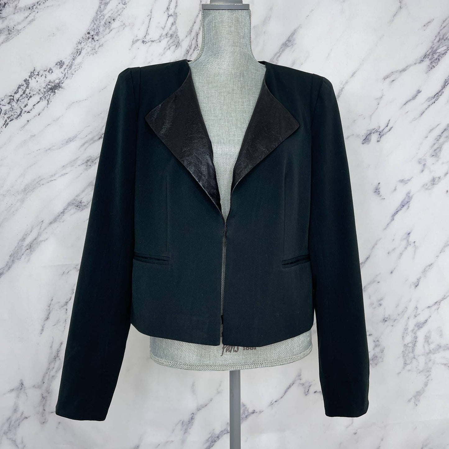 Gap | Black Double Sided Faux Leather Lapel Blazer/Jacket | Sz L