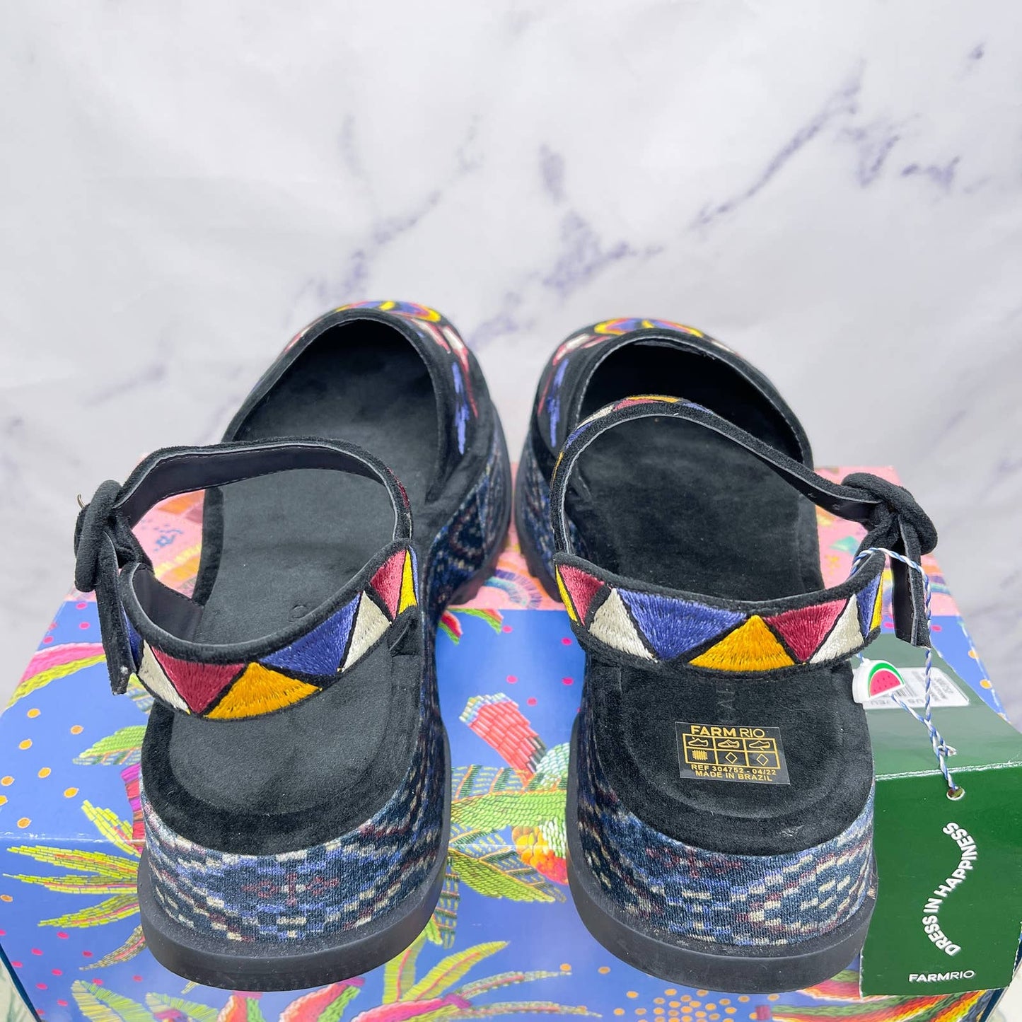 FARM Rio | Black Closed Toe Platform Sandal | Sz 8