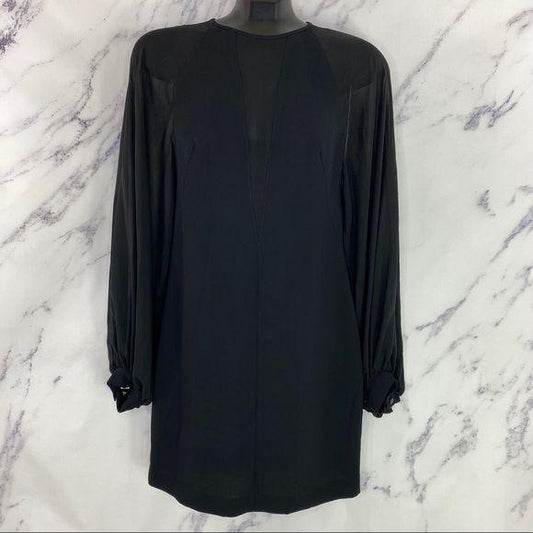 Robert Rodriguez | Techno Crepe illusion Dress | Black | Size 4