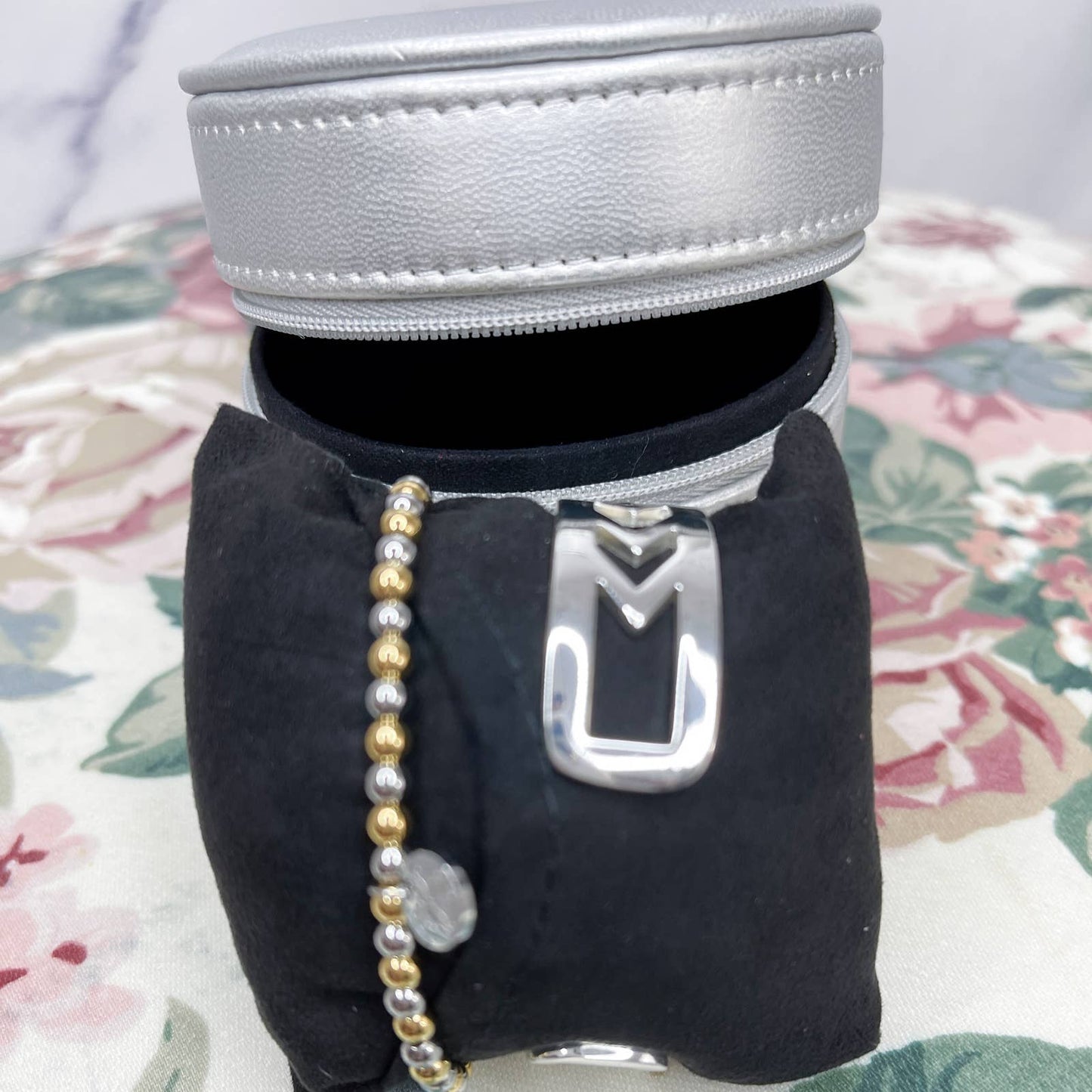 Rustic Cuff | Lucy Set - Chevron Bangle / Beaded Bracelet
