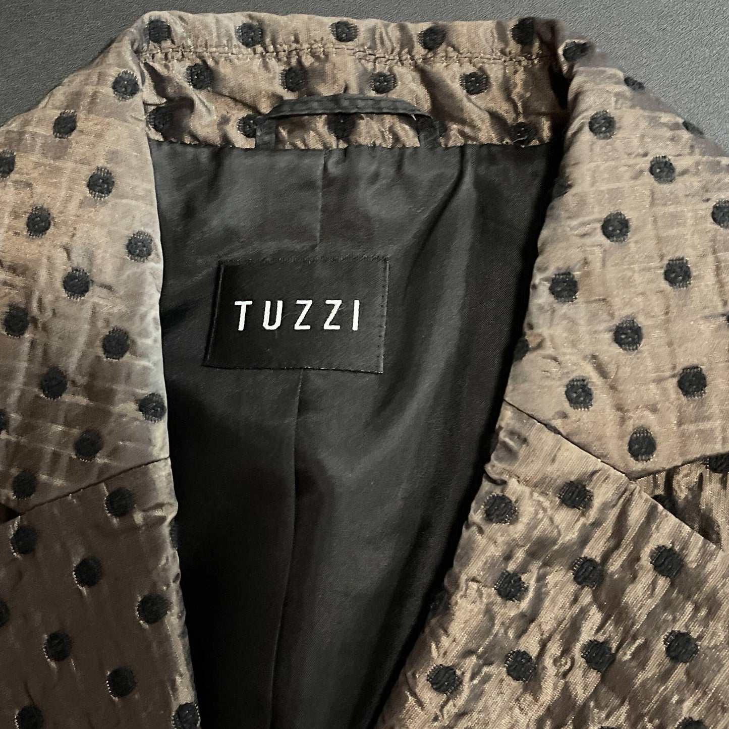 Tuzzi | Bronze Brown and Black Polka Dot Blazer/Suit Coat | Sz FR 46/US 14
