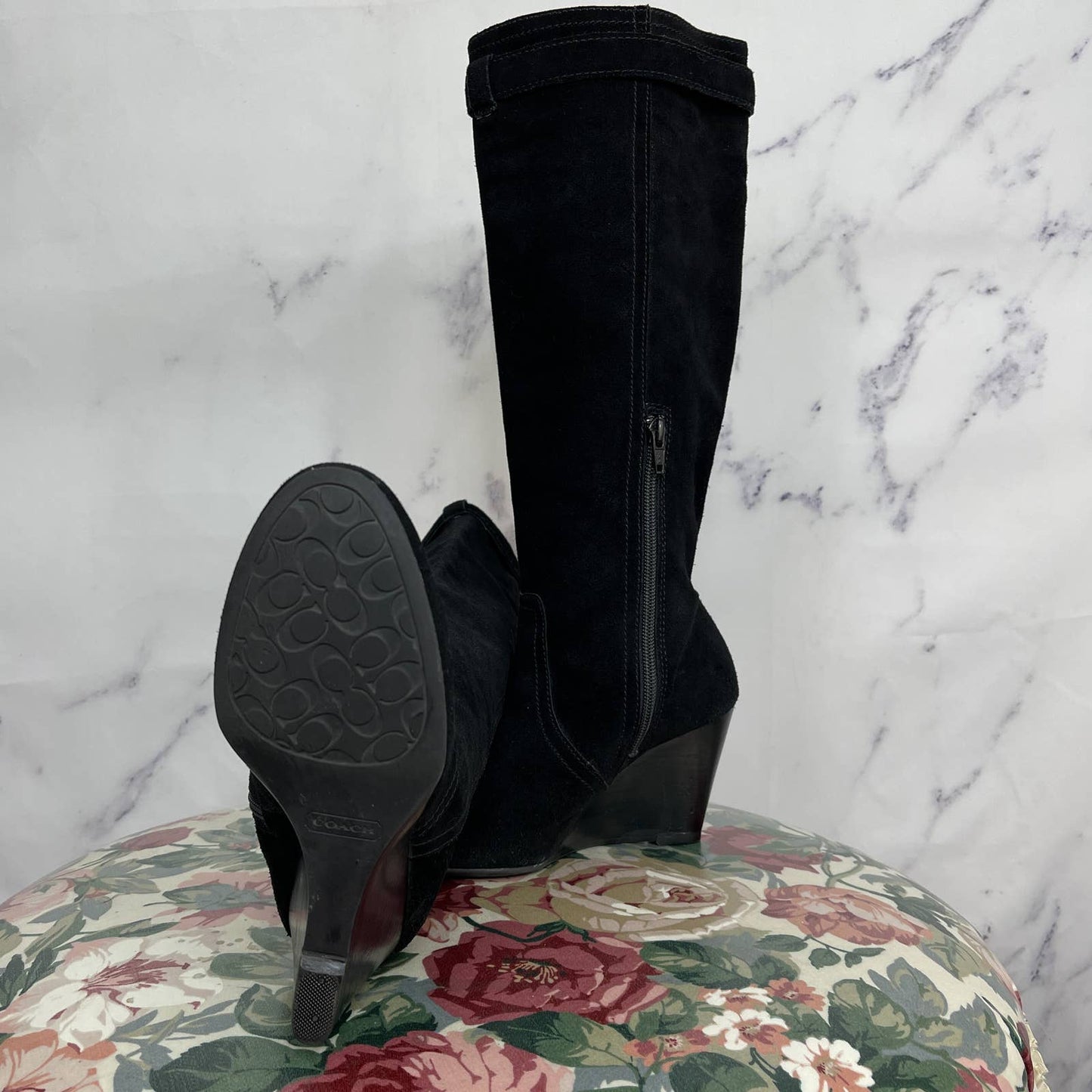Coach | Angie Suede Wedge Heel Knee Length Boots