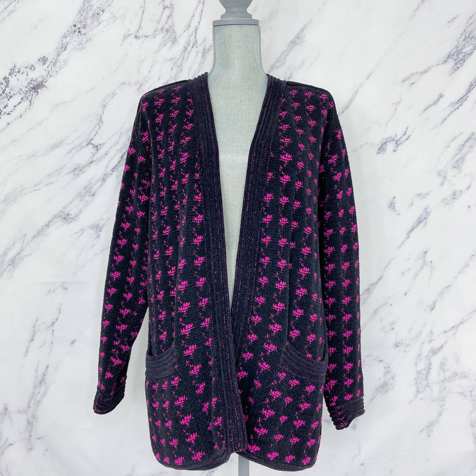 Emanuel Ungaro Parallele Paris | Black & Pink Cardigan Sweater