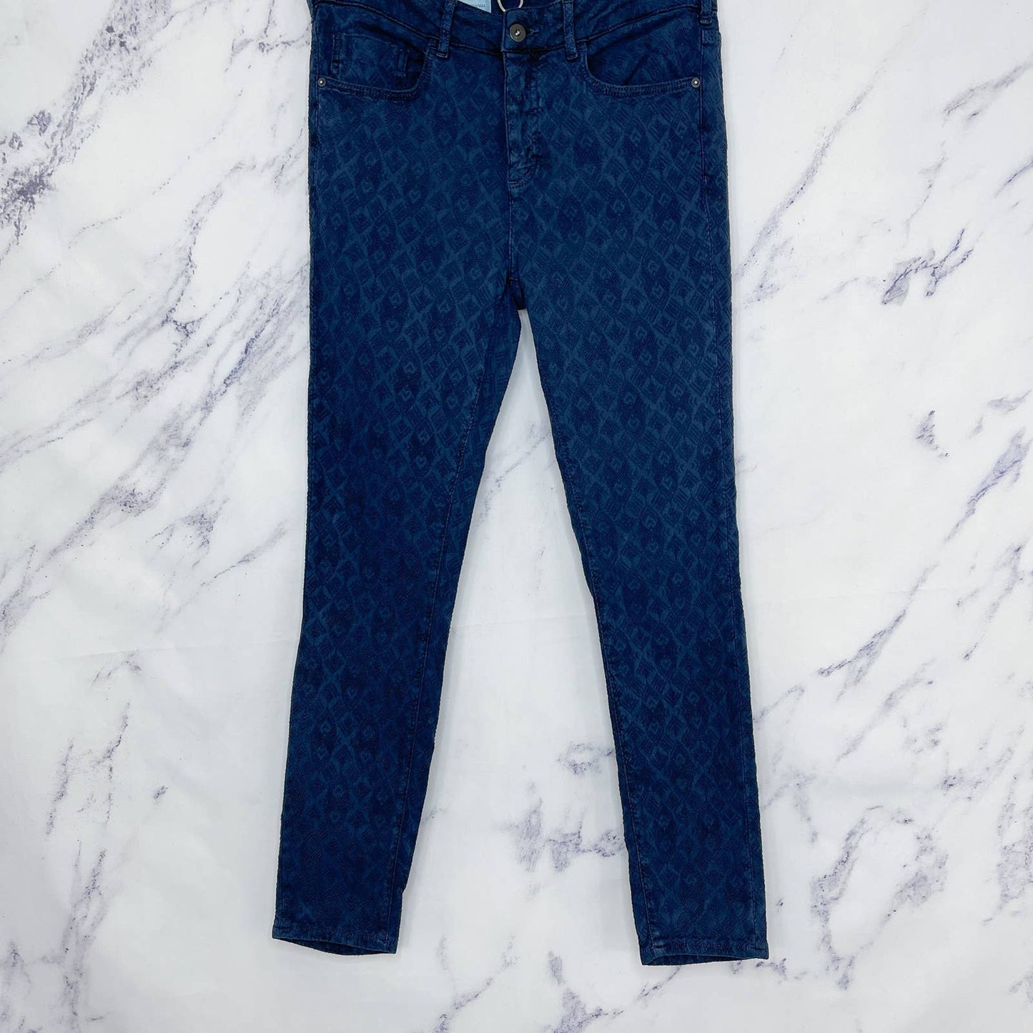 Anthropologie | Pilcro and the Letterpress | Textured Script Skinny Jeans | Navy | Sz 29
