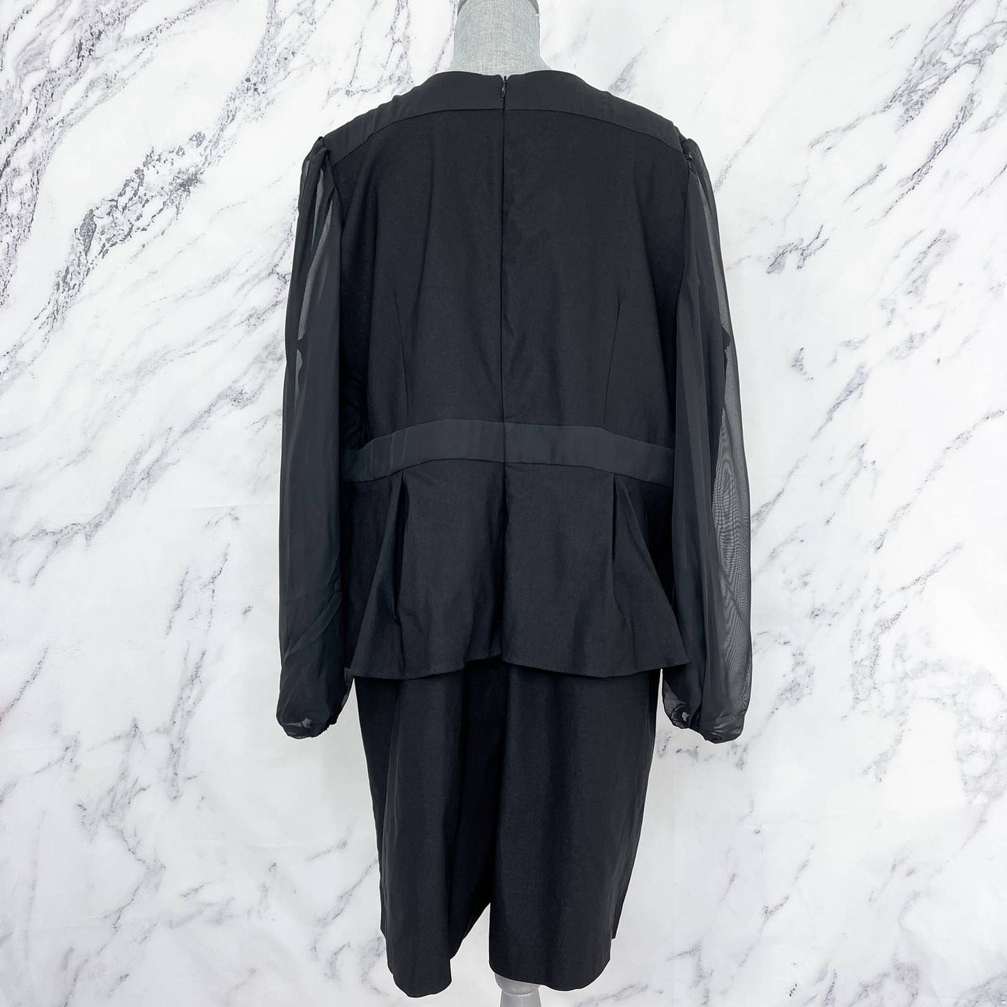 Monif C. | Maria Sleeve Peplum Romper | Black | Sz 3 (22/24)