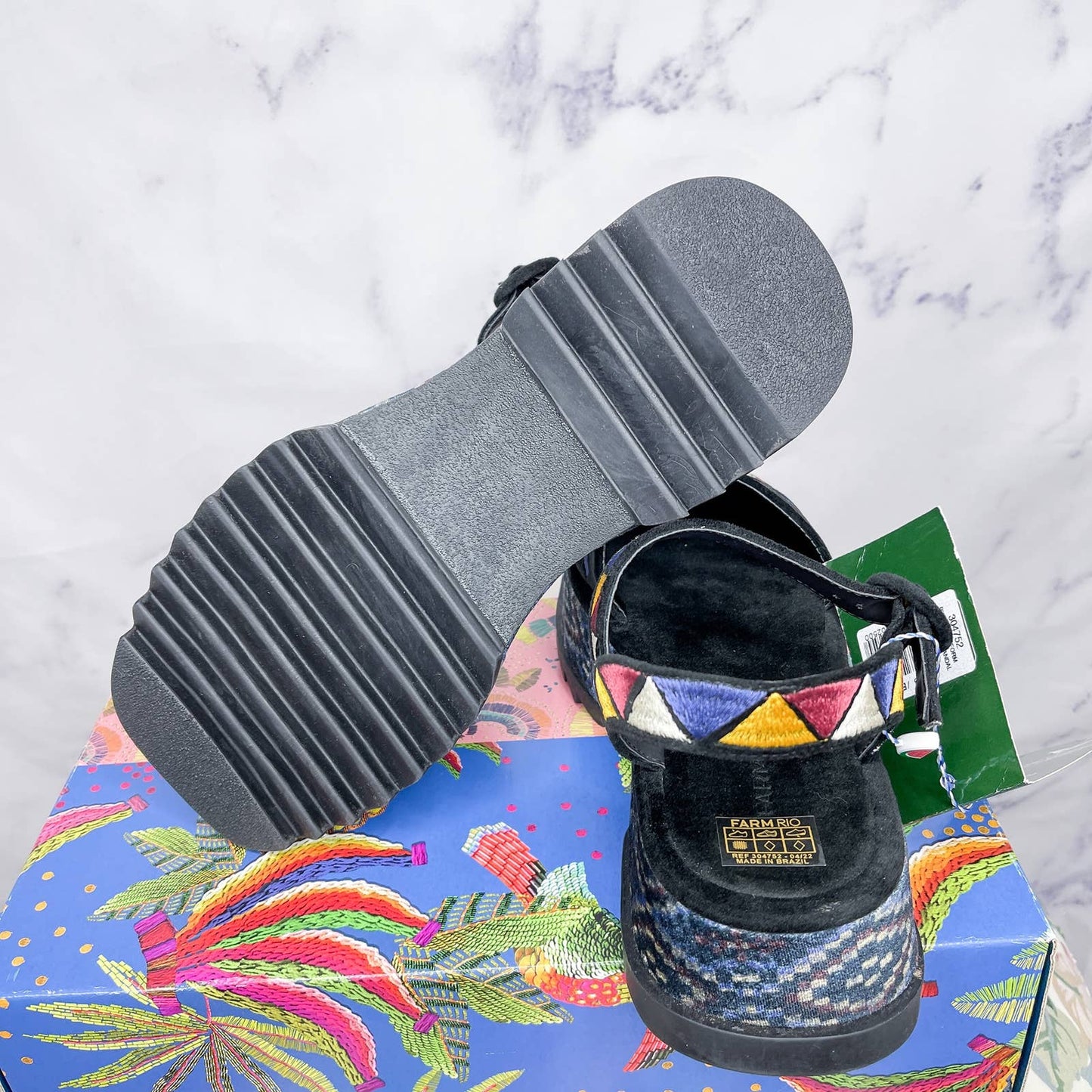 FARM Rio | Black Closed Toe Platform Sandal | Sz 8