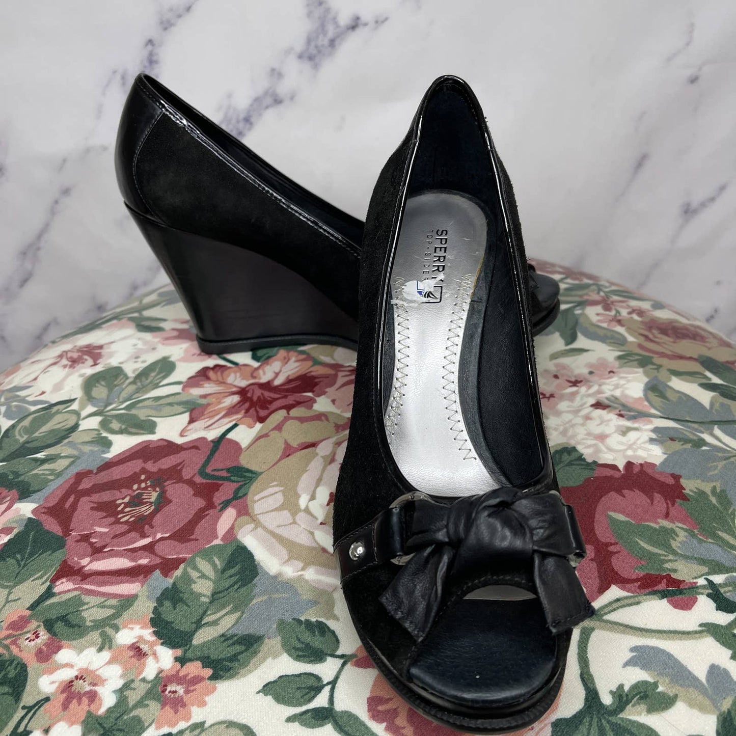 Sperry Top Sider  | Silverside Black Suede Open-Toe