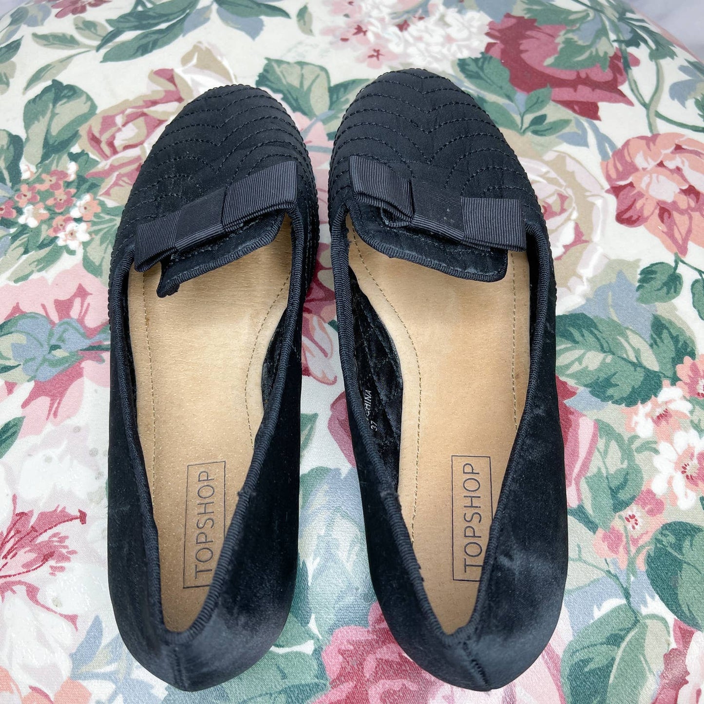 Topshop | Black Silk Stitch Loafers | 37 (6)