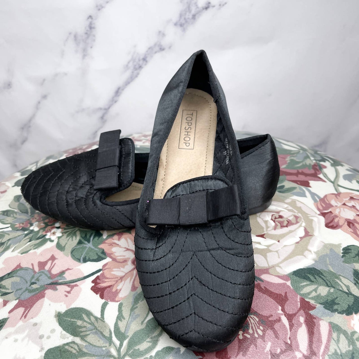 Topshop | Black Silk Stitch Loafers | 37 (6)