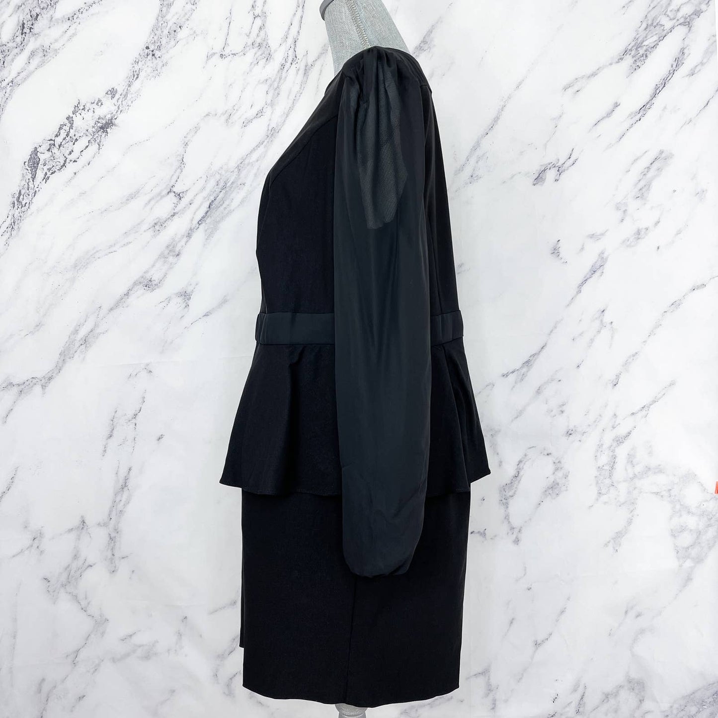 Monif C. | Maria Sleeve Peplum Romper | Black | Sz 3 (22/24)