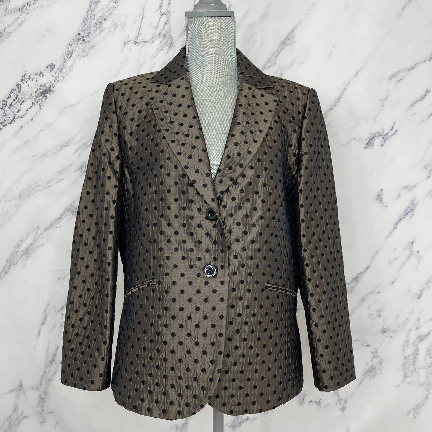 Tuzzi | Bronze Brown and Black Polka Dot Blazer/Suit Coat | Sz FR 46/US 14