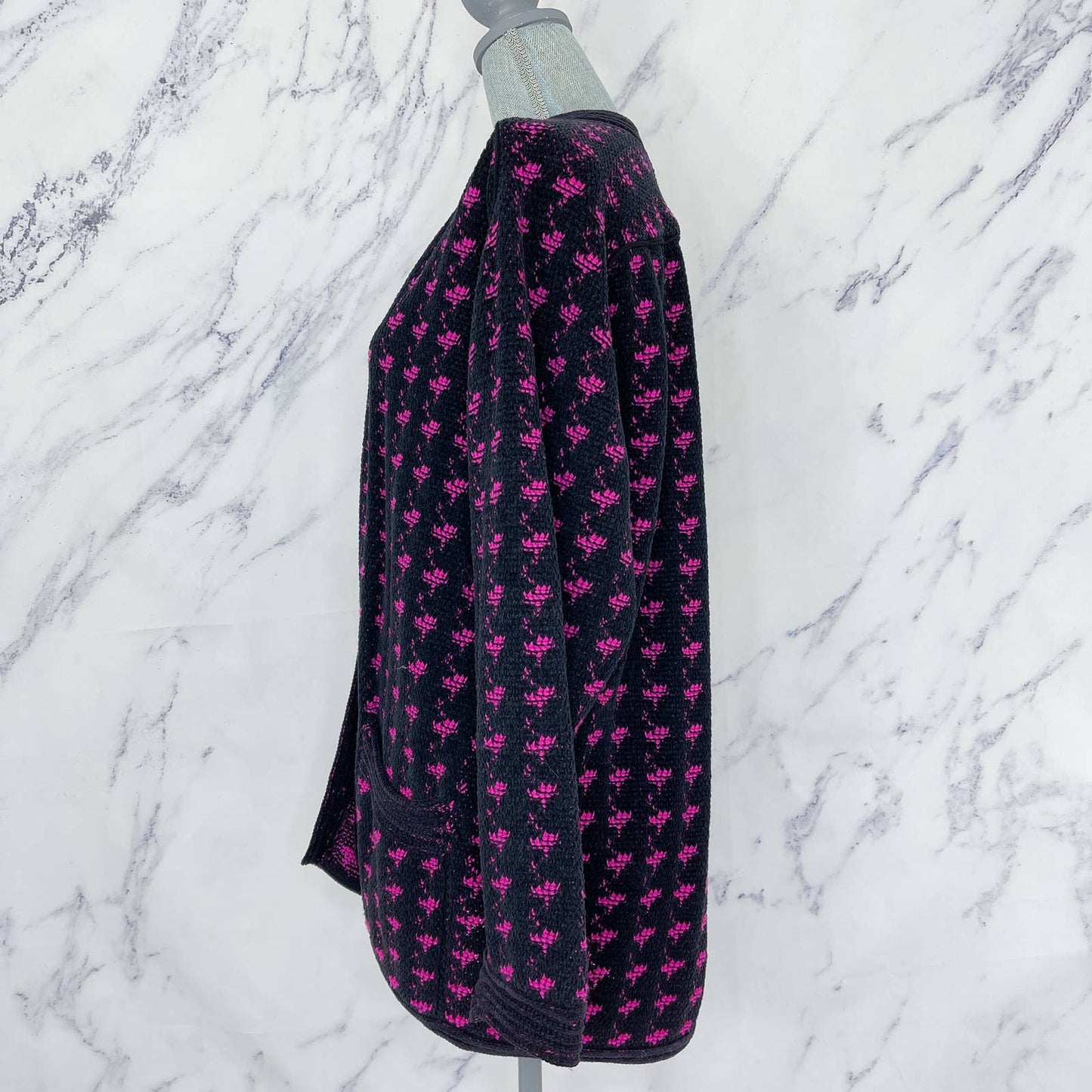 Emanuel Ungaro Parallele Paris | Black & Pink Cardigan Sweater | Sz 10