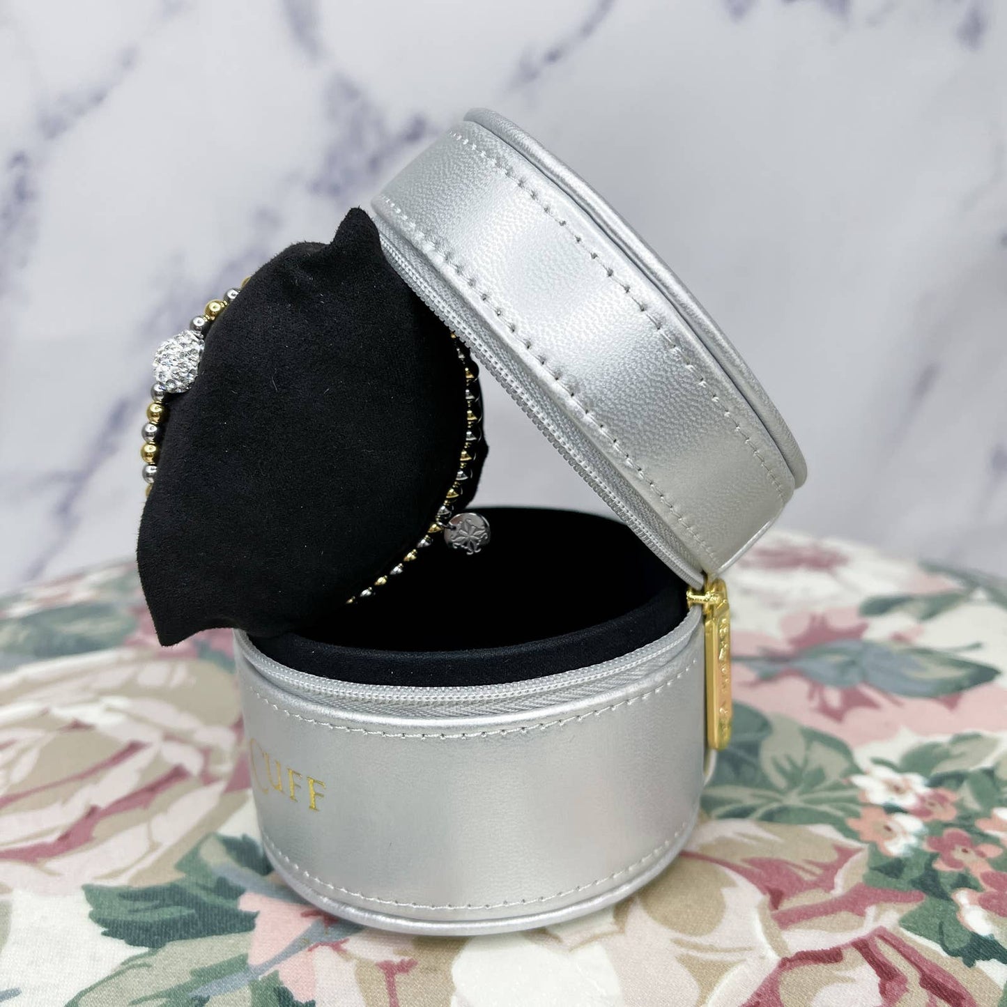 Rustic Cuff | Lucy Set - Chevron Bangle / Beaded Bracelet