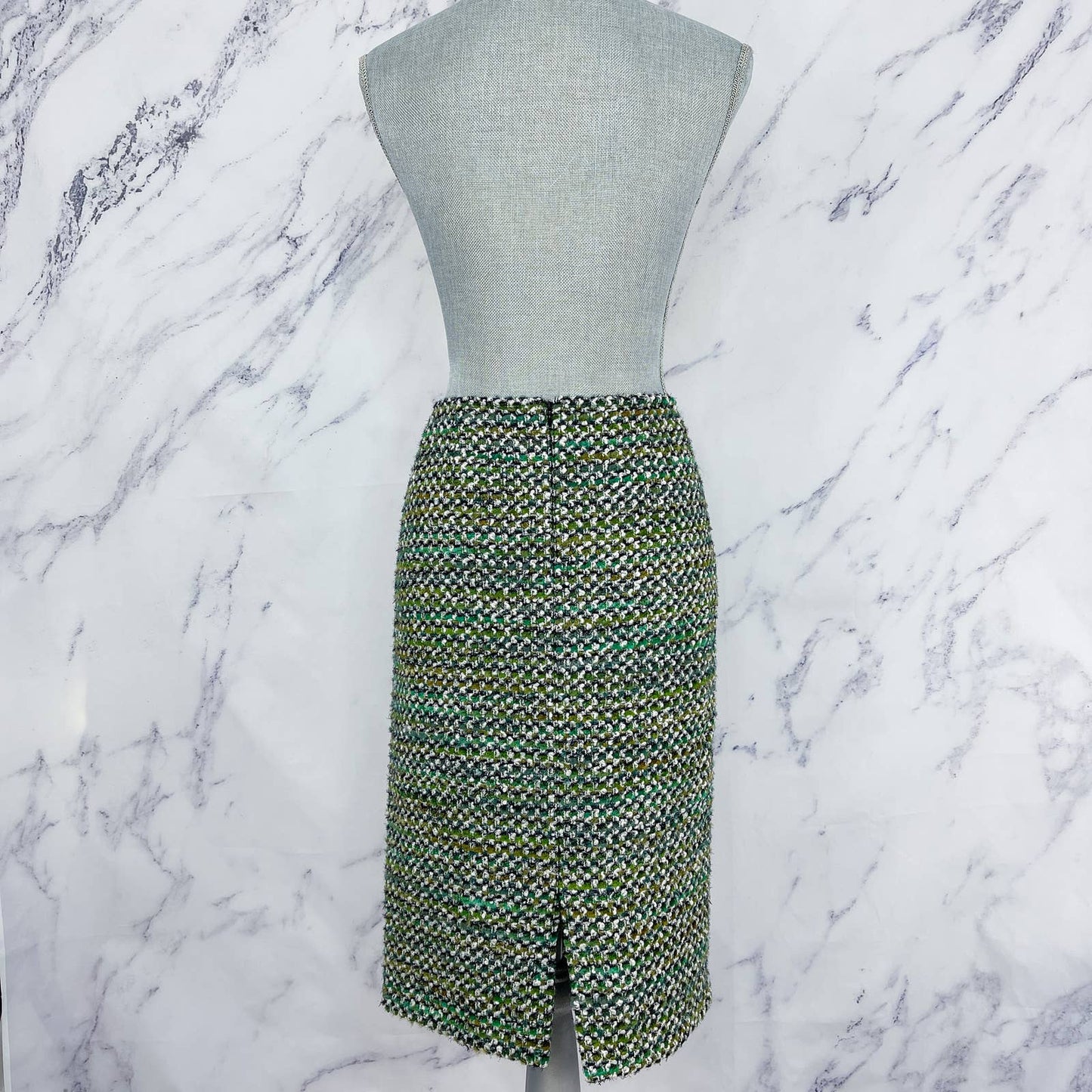 Lafayette 148 New York | Green Tweed Wool Skirt | Sz 10