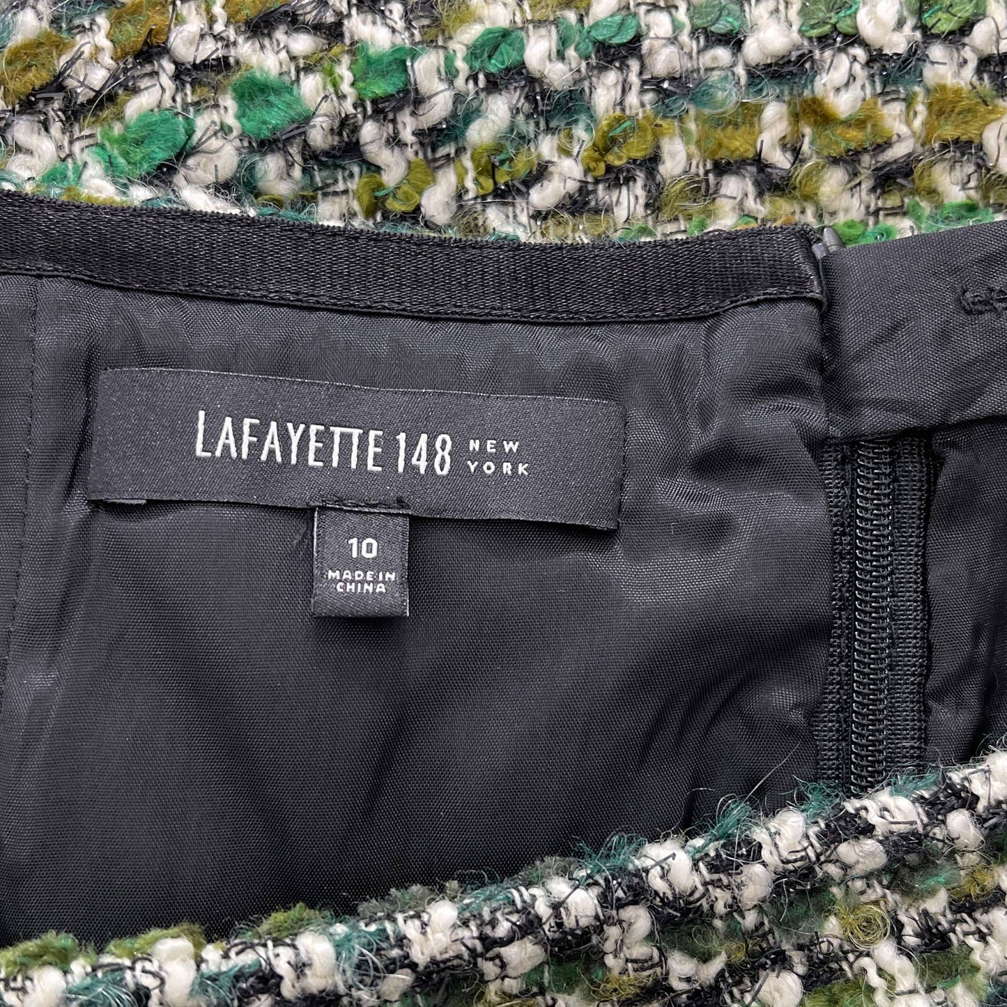 Lafayette 148 New York | Green Tweed Wool Skirt | Sz 10