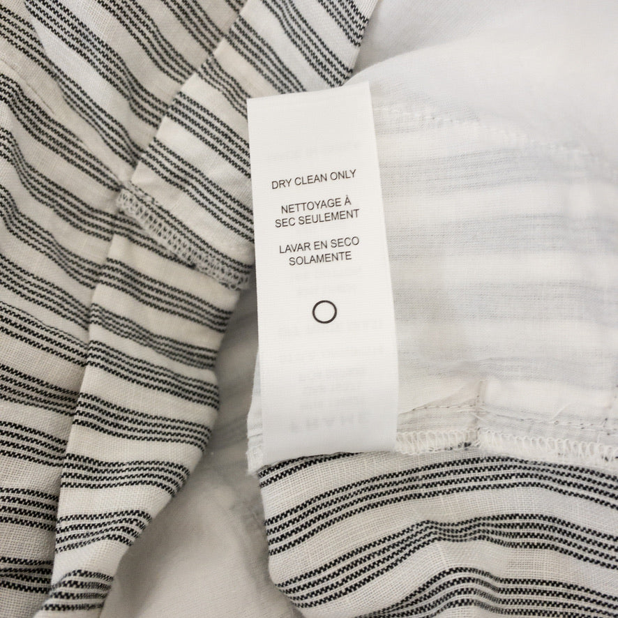 Frame | Striped Linen Blend Paperbag Shorts | Black/White | Size M