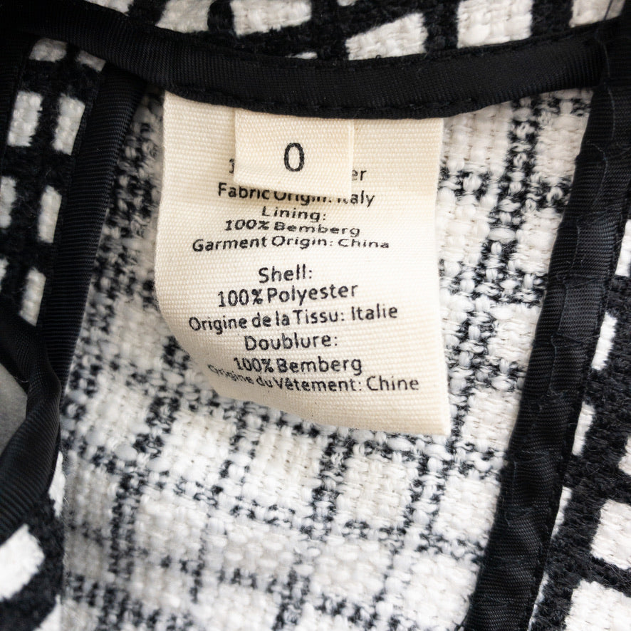 L'Agence | Asymmetrical Zipper Blazer Jacket | Black/White | Sz 0