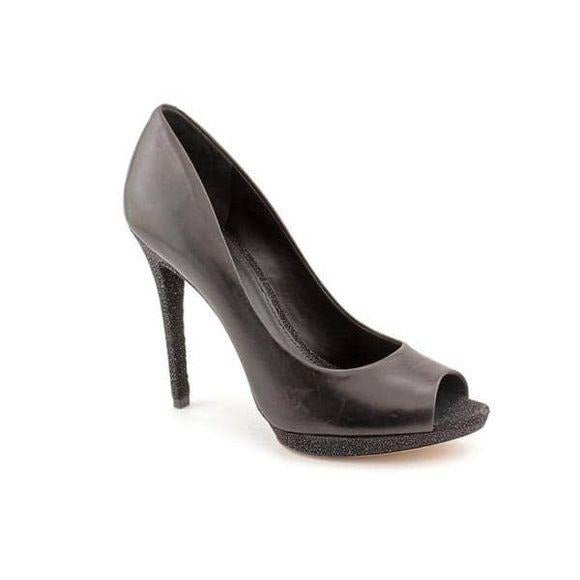 Brian Atwood | Fevora | Sparkle Platform Peep-Toe Heels | Black | Size 7