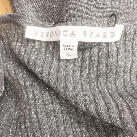 Veronica Beard | Esmeralda V-Neck Metallic Sweater | Grey | Size XS