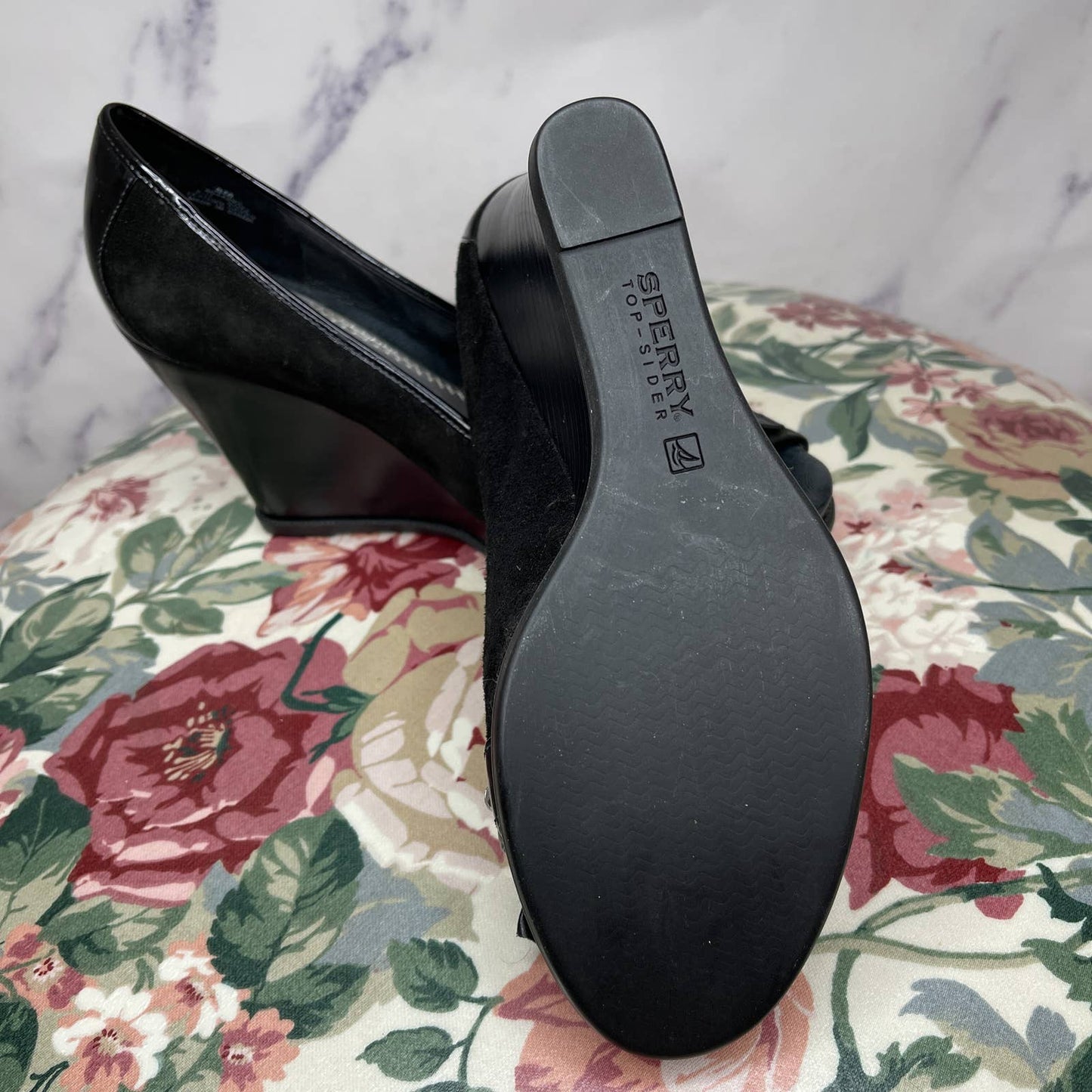 Sperry Top Sider  | Silverside Black Suede Open-Toe