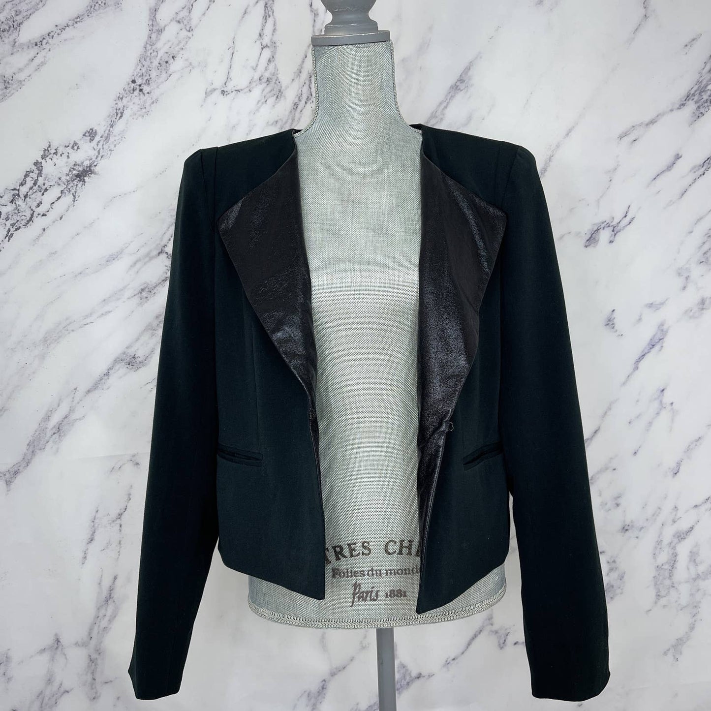 Gap | Black Double Sided Faux Leather Lapel Blazer/Jacket | Sz L