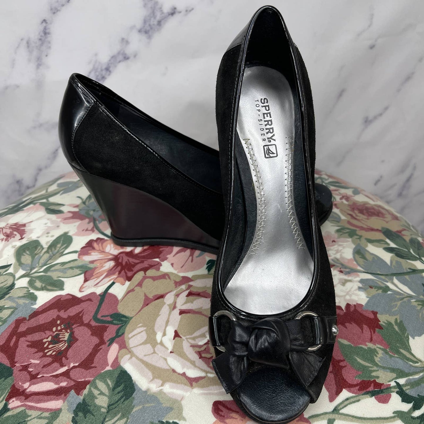 Sperry Top Sider  | Silverside Black Suede Open-Toe