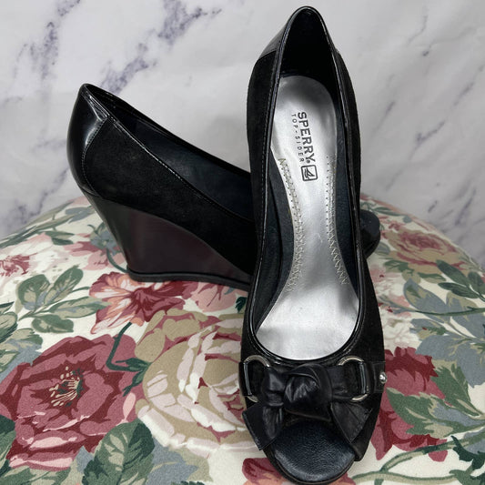 Sperry Top Sider  | Silverside Black Suede Open-Toe