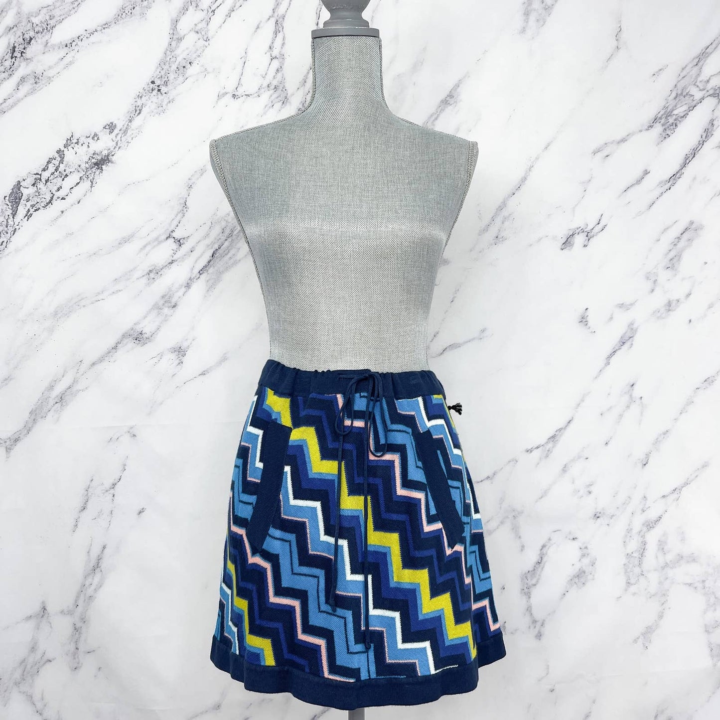 Missoni x Target | Blue Knit Chevron Zig Zag Mini Skirt | Sz L