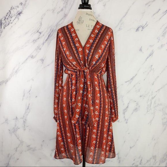Aakaa | Constance Tie Front Dress | Red Aakaa | Constance Tie Front Dress | Red