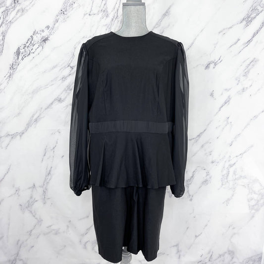 Monif C. | Maria Sleeve Peplum Romper | Black | Sz 3 (22/24)