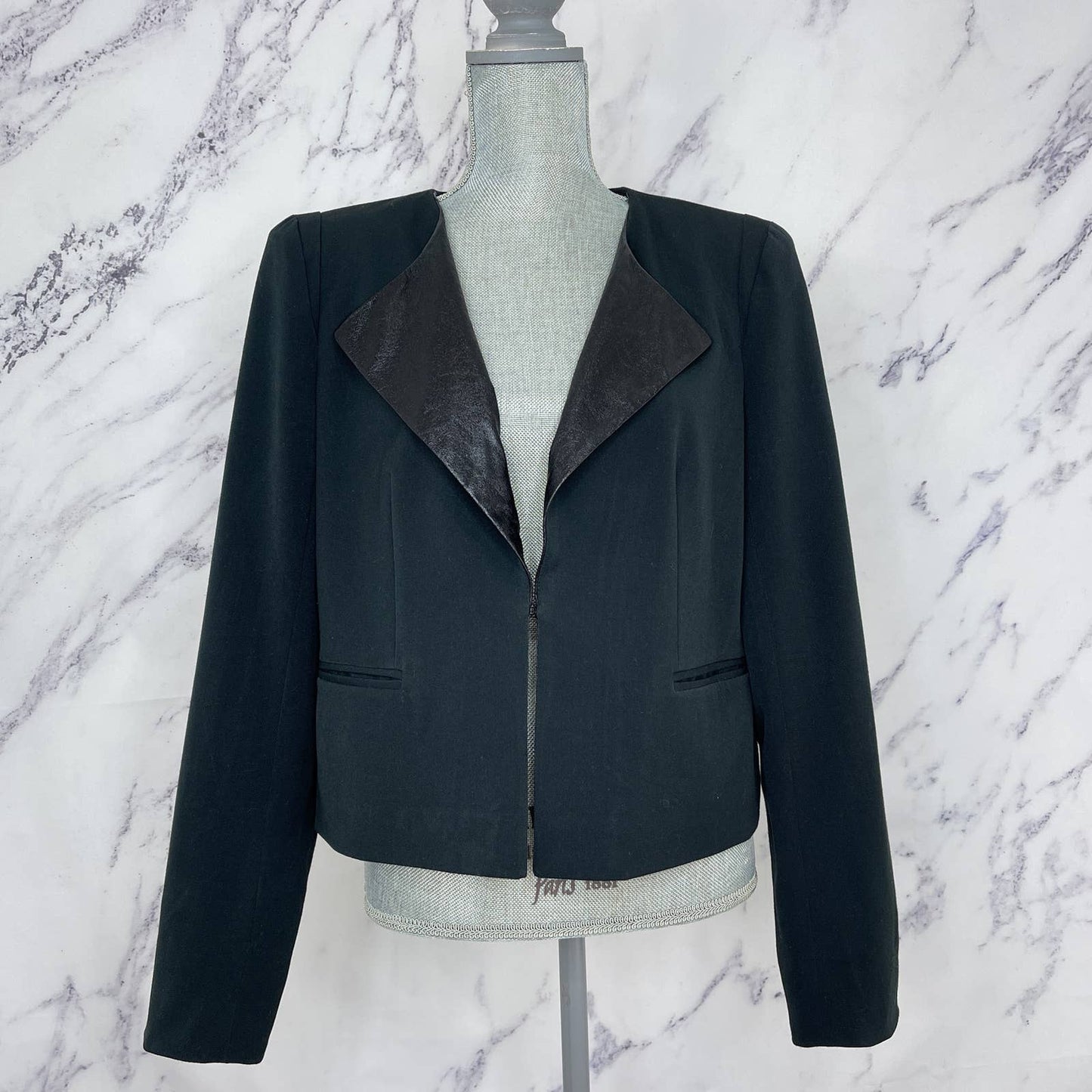 Gap | Black Double Sided Faux Leather Lapel Blazer/Jacket | Sz L