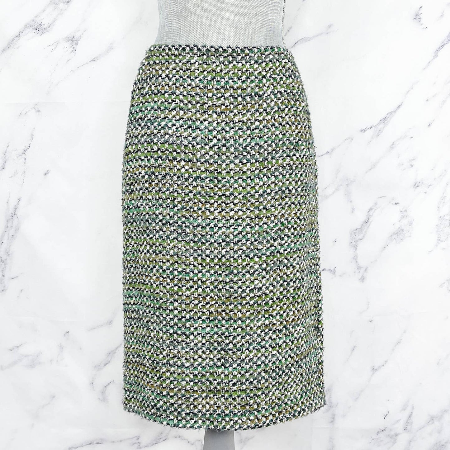 Lafayette 148 New York | Green Tweed Wool Skirt | Sz 10
