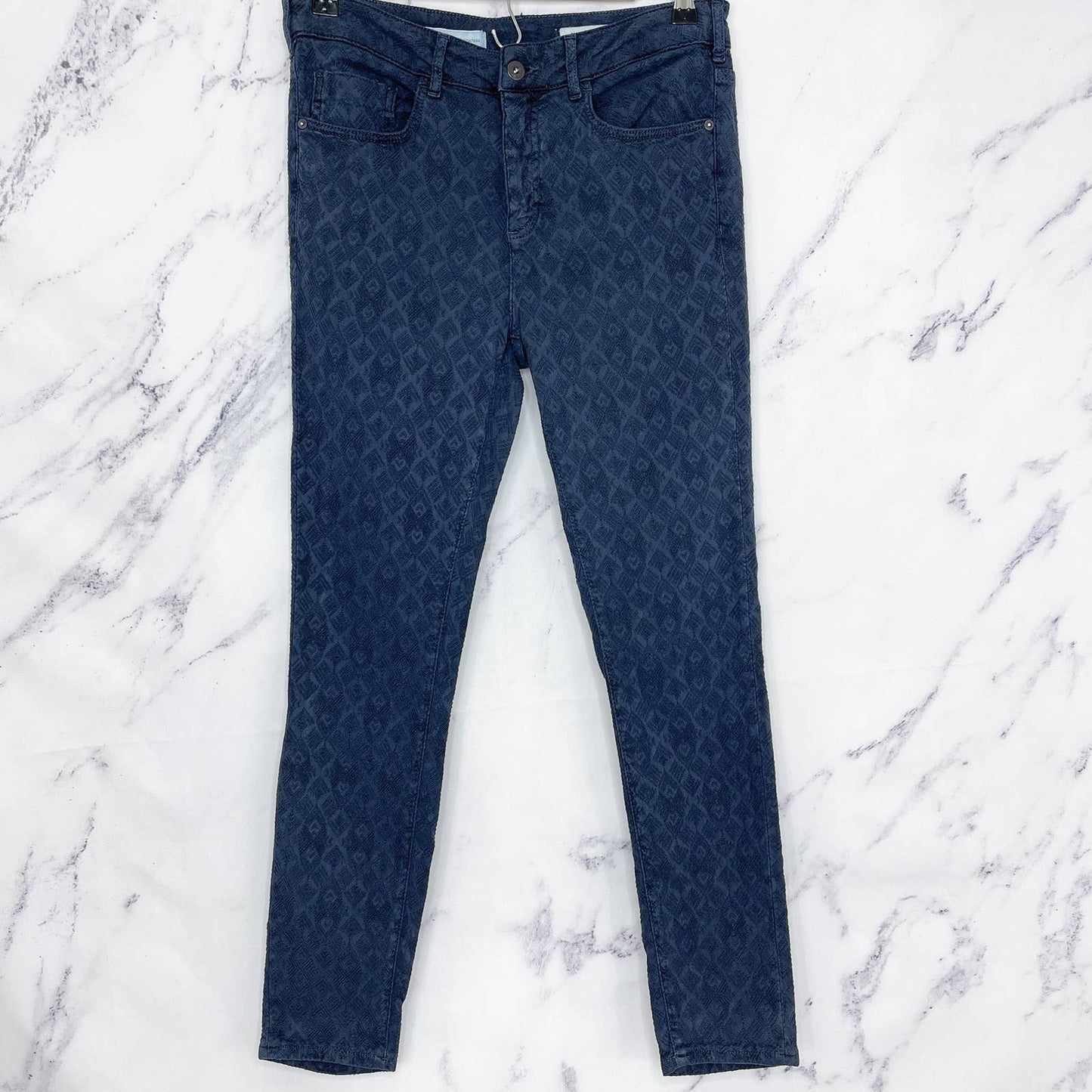 Anthropologie | Pilcro and the Letterpress | Textured Script Skinny Jeans | Navy | Sz 29