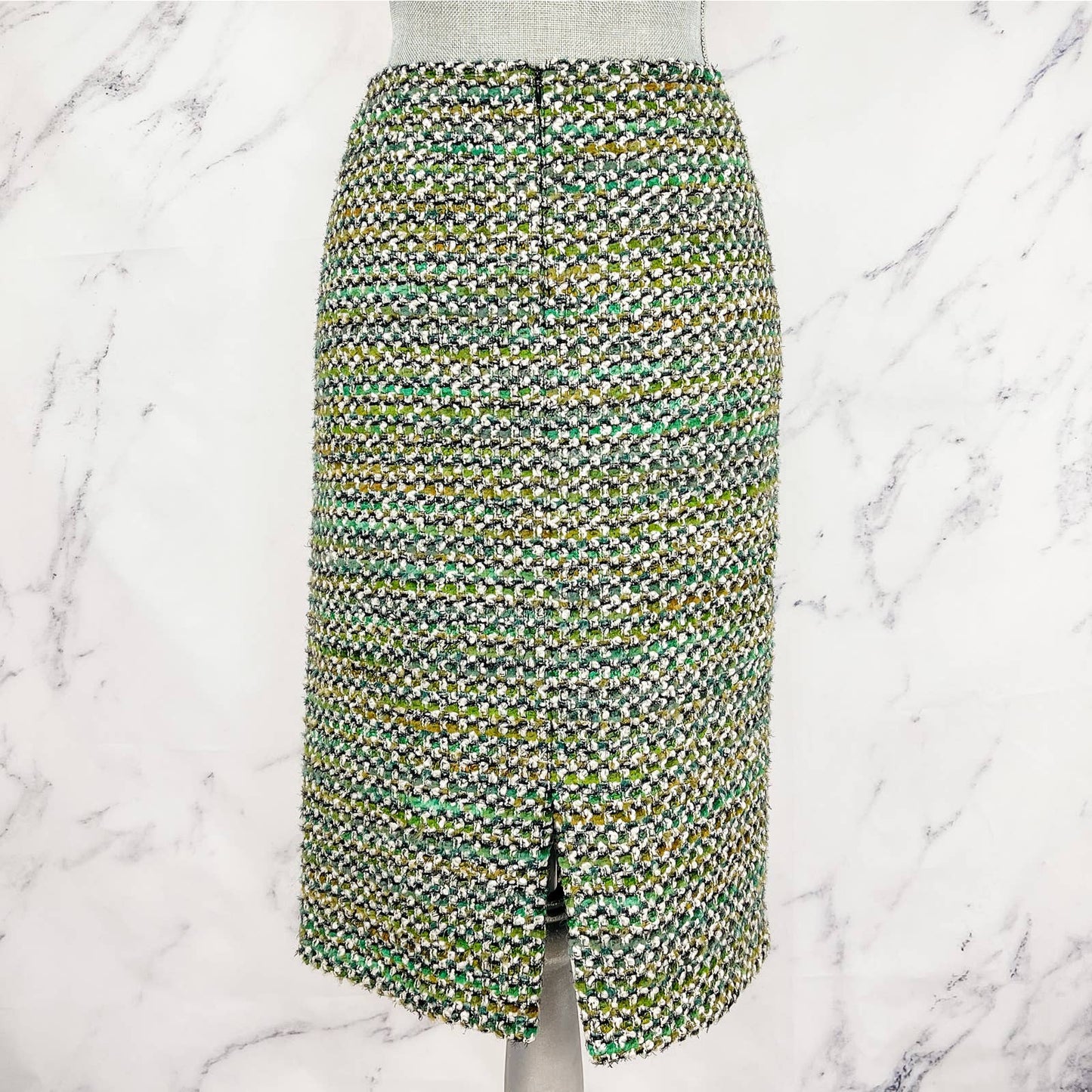 Lafayette 148 New York | Green Tweed Wool Skirt | Sz 10