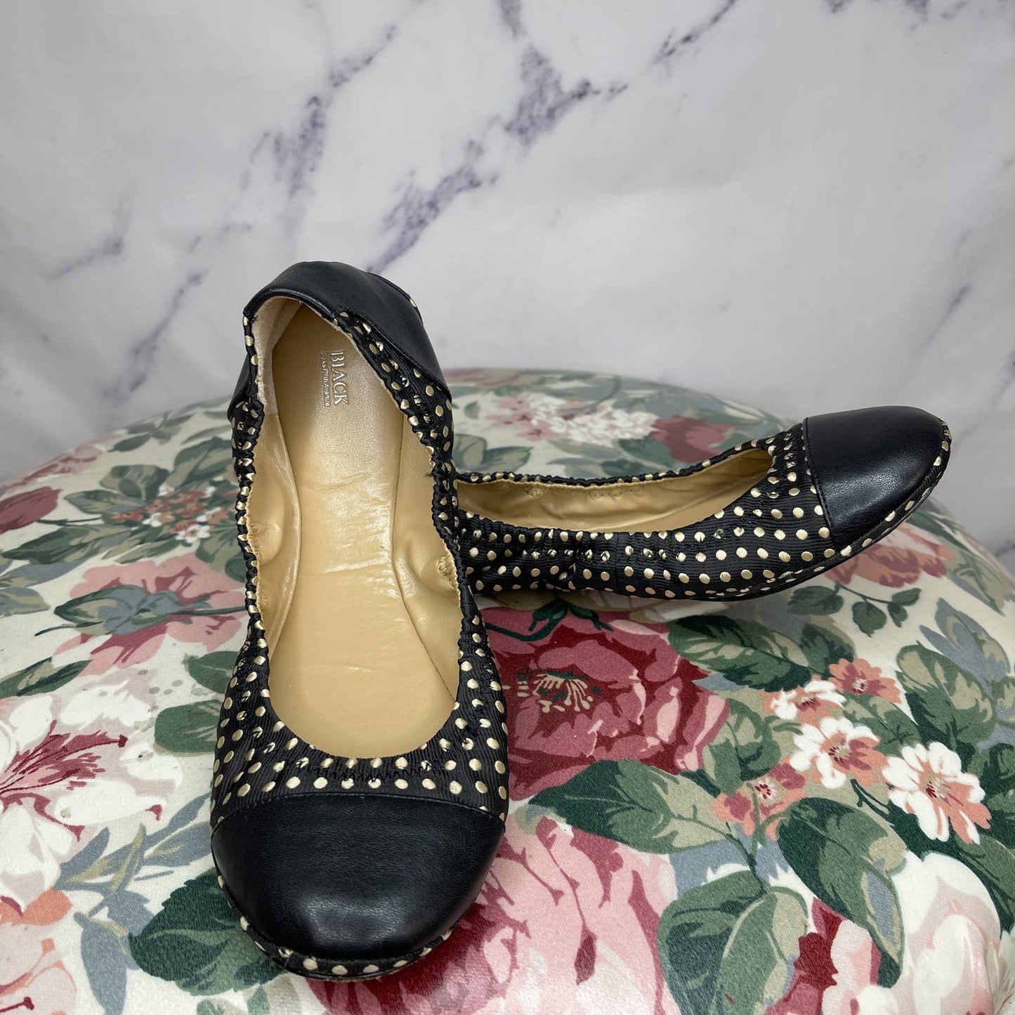 BLACK Saks Fifth Avenue | Black Polka Dot Ballet Flats | Sz 7
