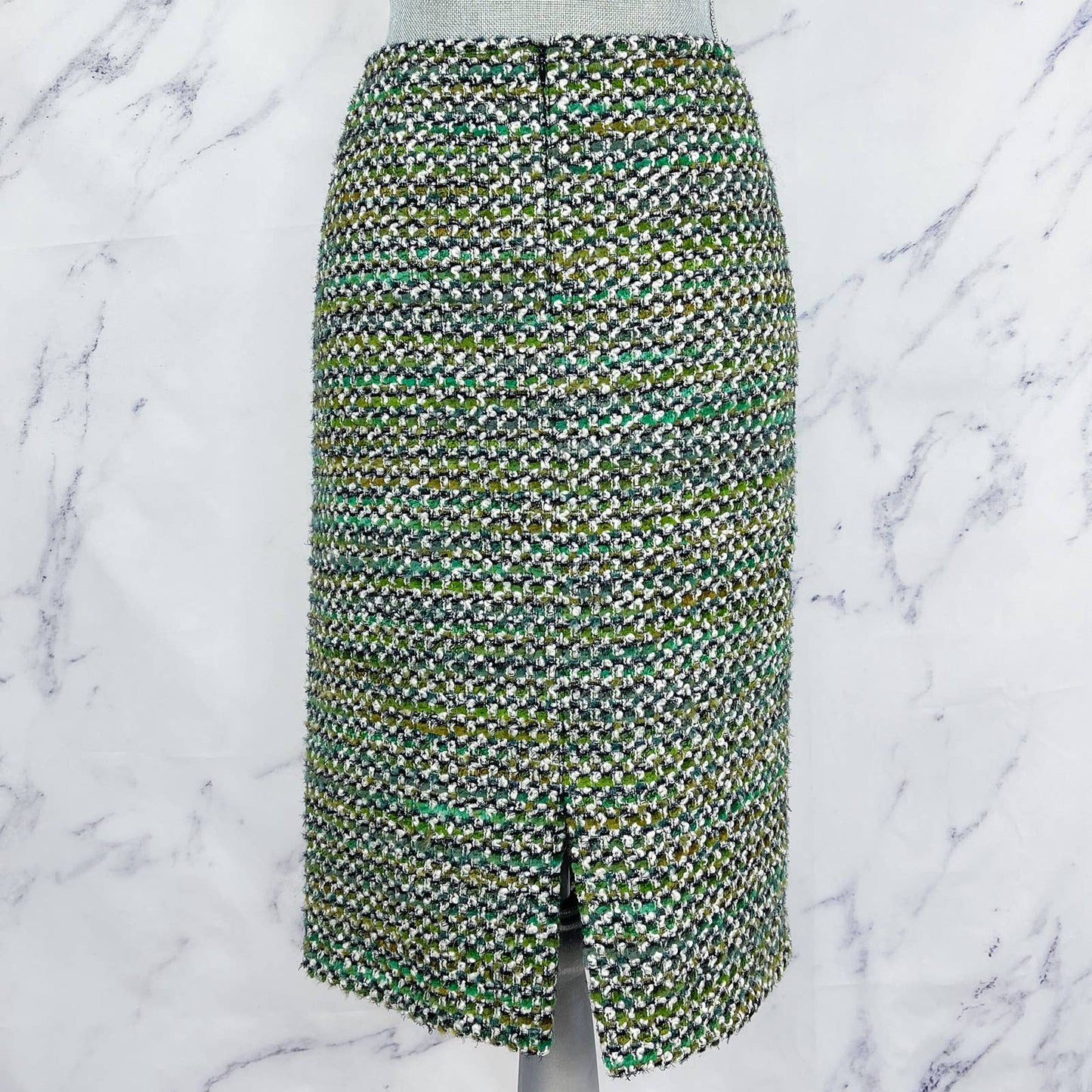 Lafayette 148 New York | Green Tweed Wool Skirt | Sz 10