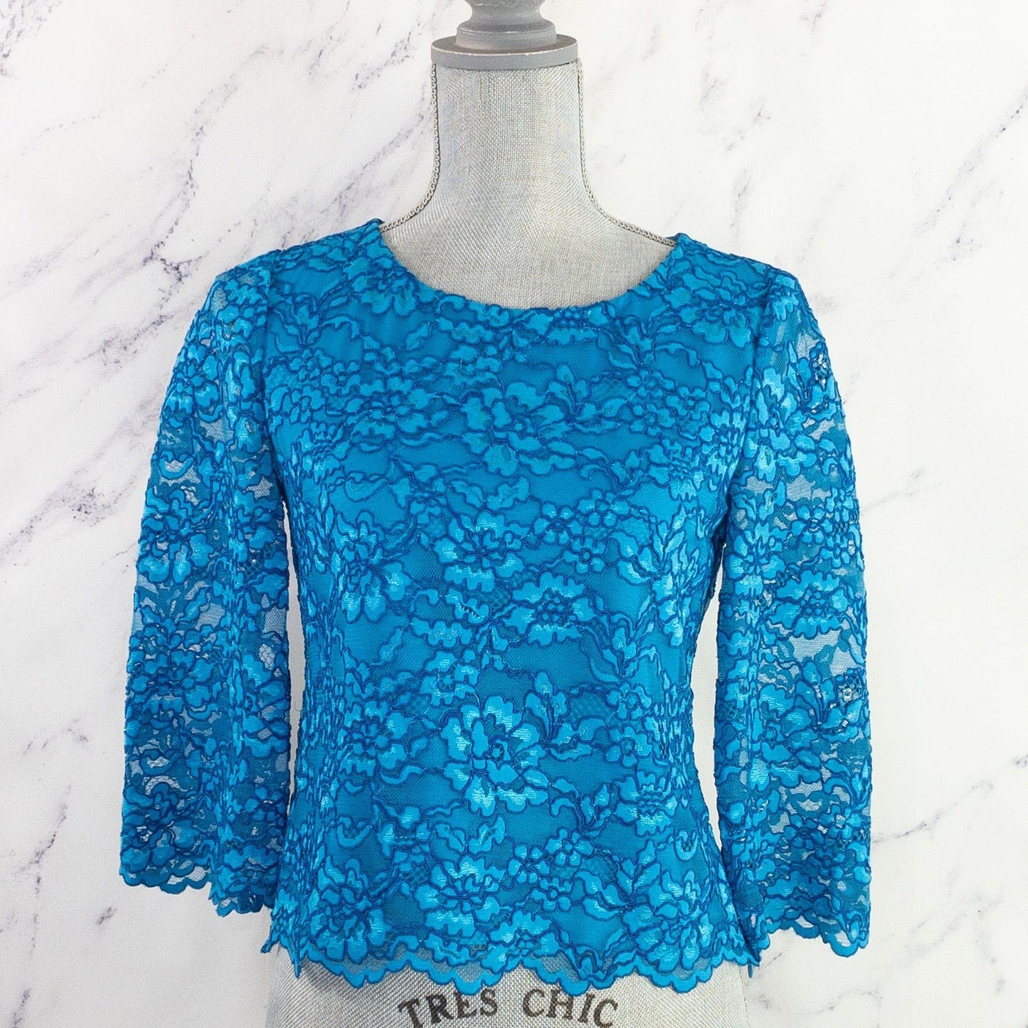 Diane von Furstenberg | Krishna Corded Lace Top | Atlantis Blue | Sz 2