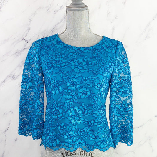 Diane von Furstenberg | Krishna Corded Lace Top | Atlantis Blue | Sz 2