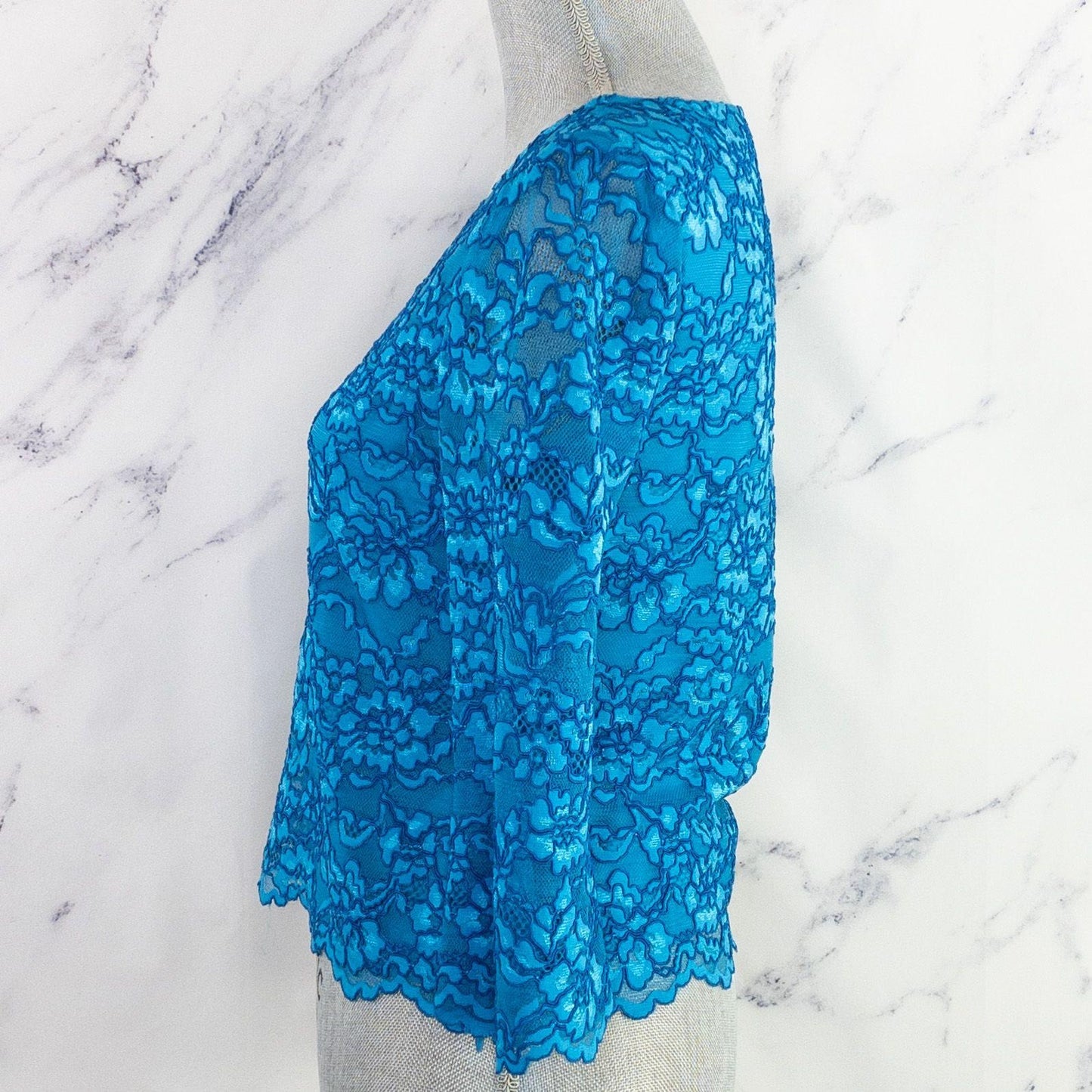 Diane von Furstenberg | Krishna Corded Lace Top | Atlantis Blue | Sz 2