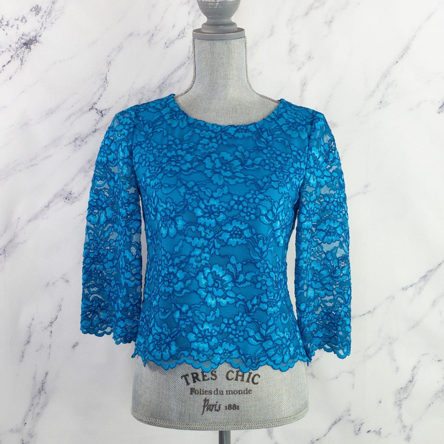 Diane von Furstenberg | Krishna Corded Lace Top | Atlantis Blue | Sz 2