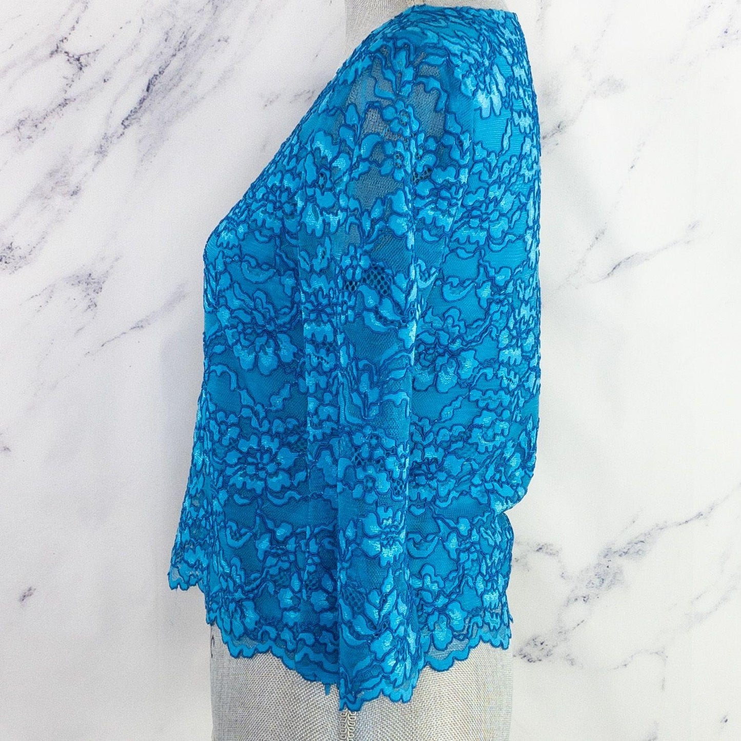 Diane von Furstenberg | Krishna Corded Lace Top | Atlantis Blue | Sz 2