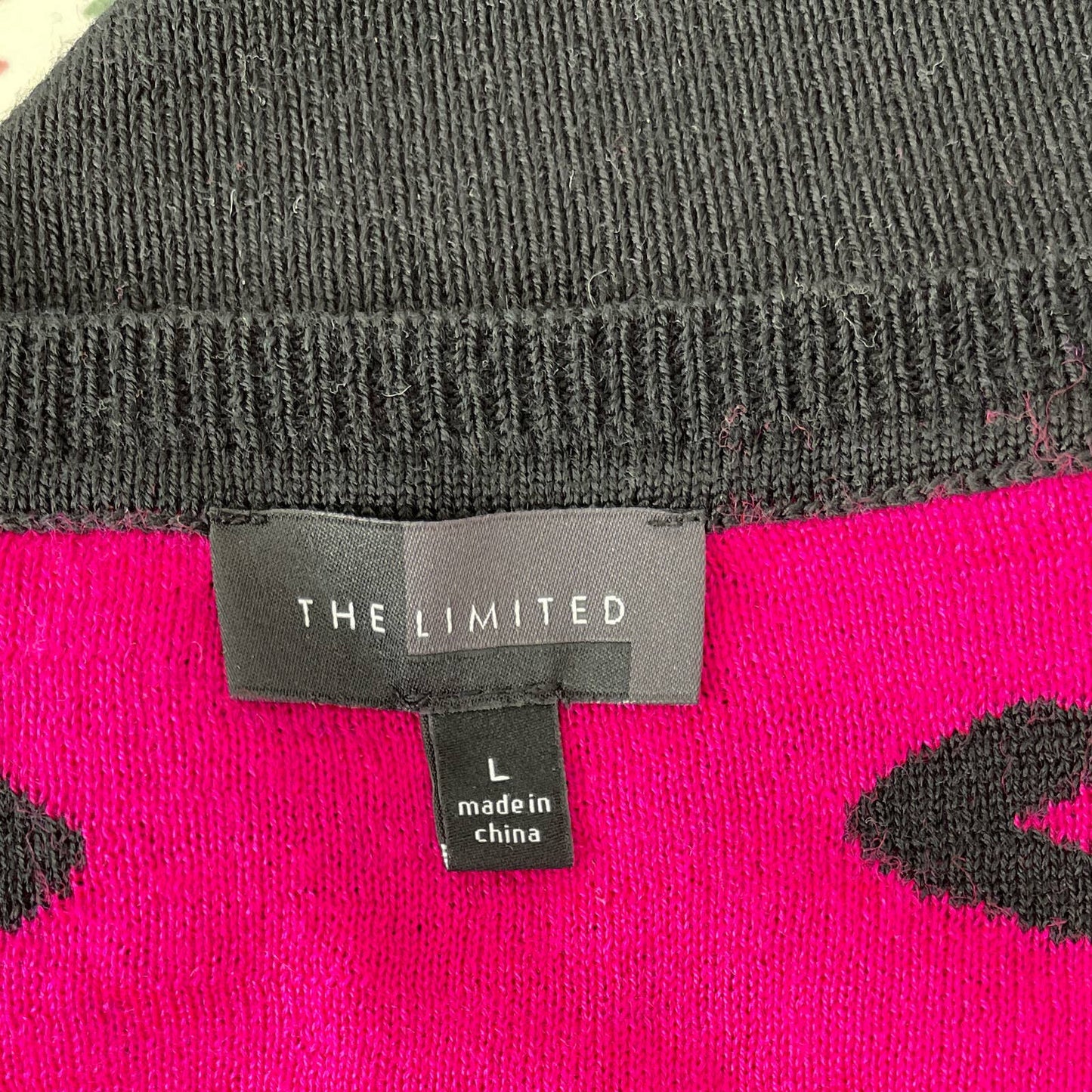 The Limited | Wool Blend Black Pink Lips Sweater | Sz L