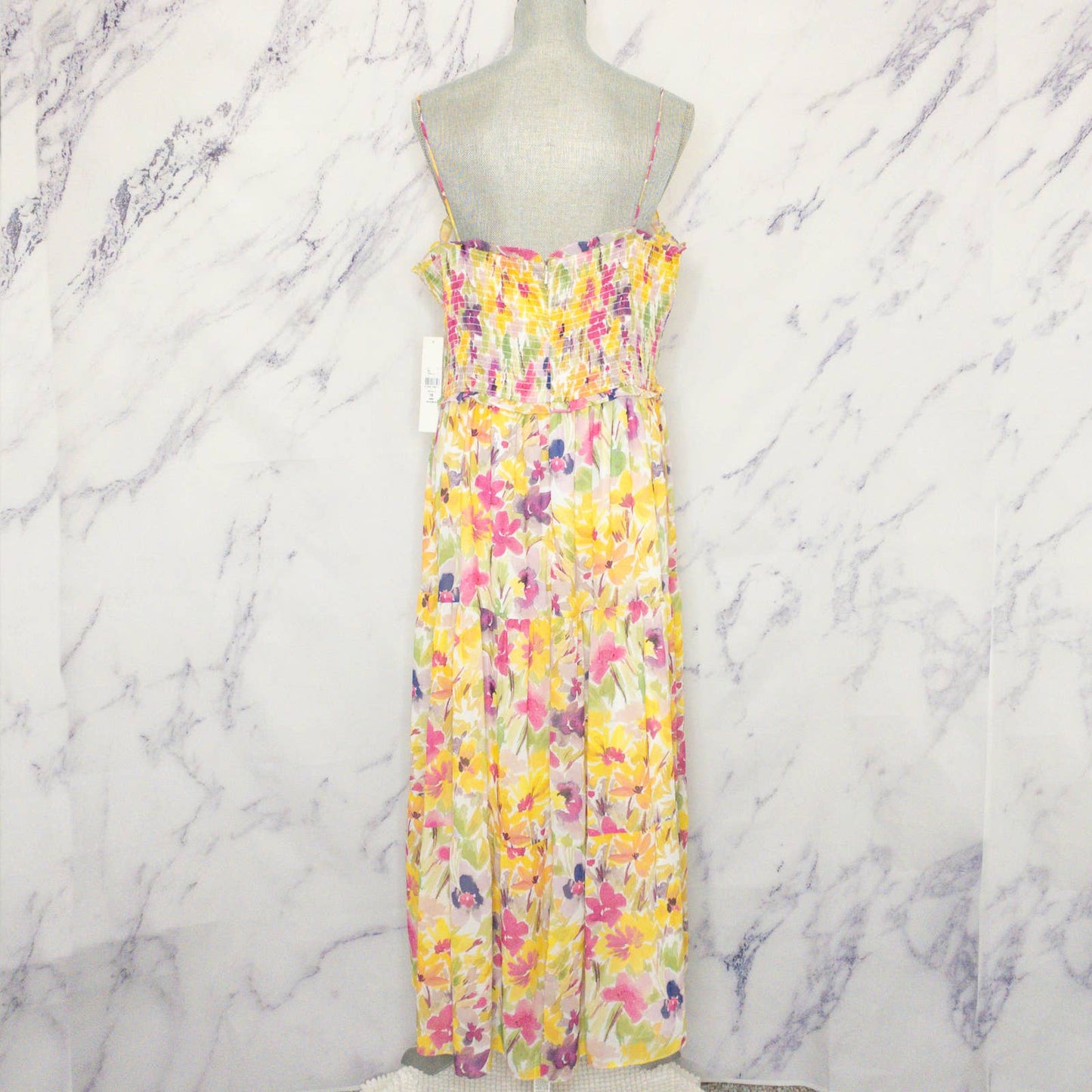 ML Monique Lhuillier | Blooming Field Smocked Midi Dress | Sz 16