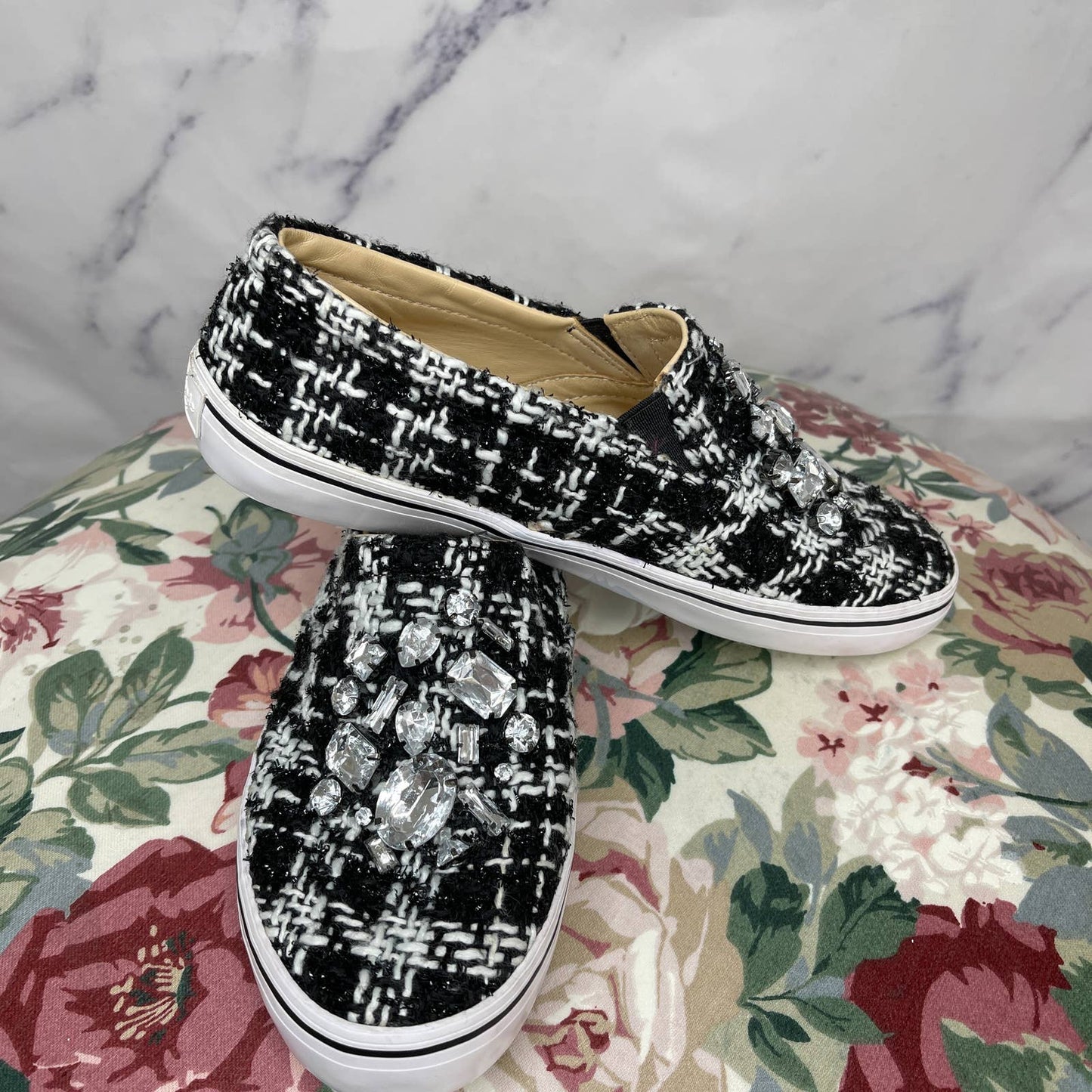 Kate Spade | Tweed Jeweled Slip-On Sneakers | Size 7