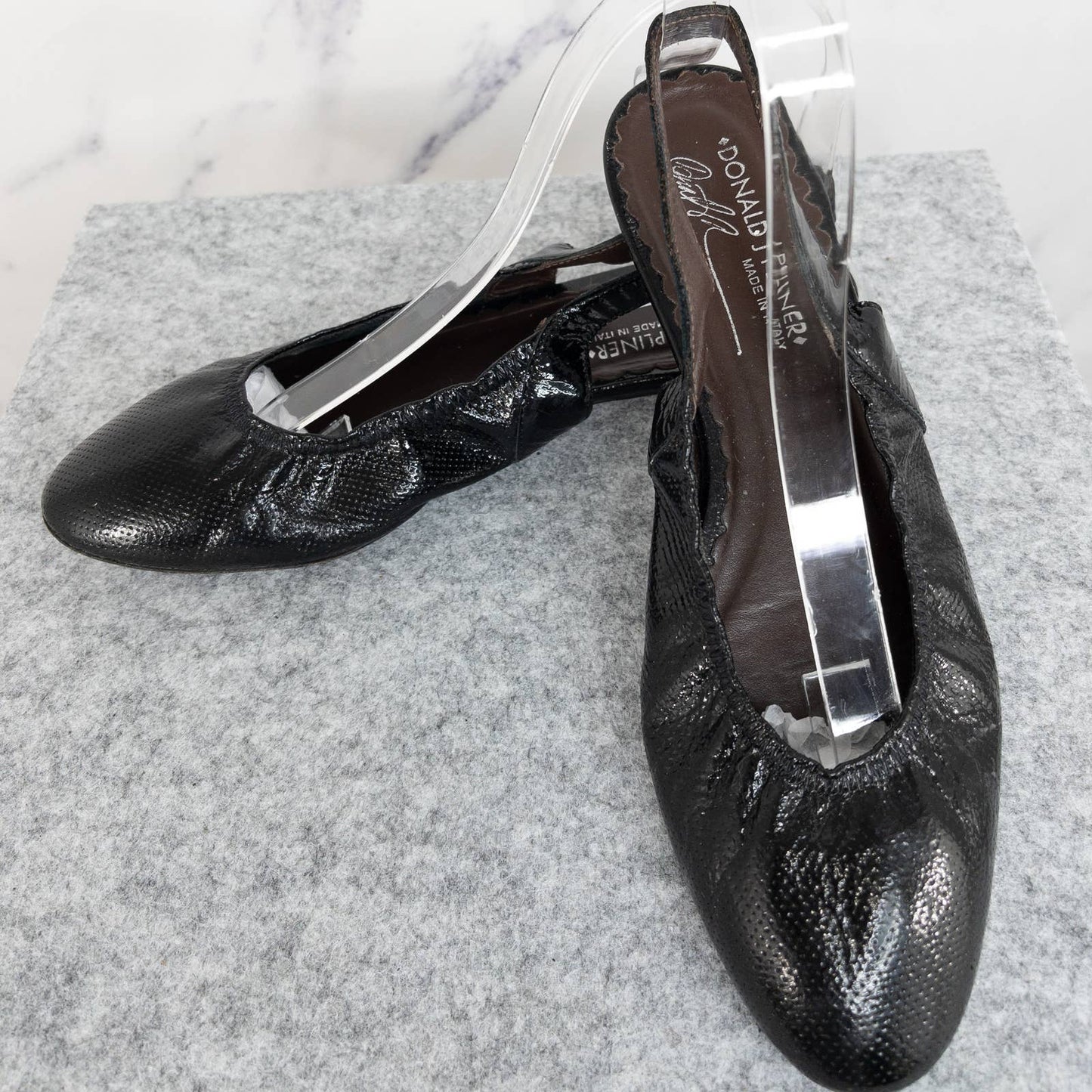Donald J. Pliner | Black Leather Slingback Flats | Size 7.5