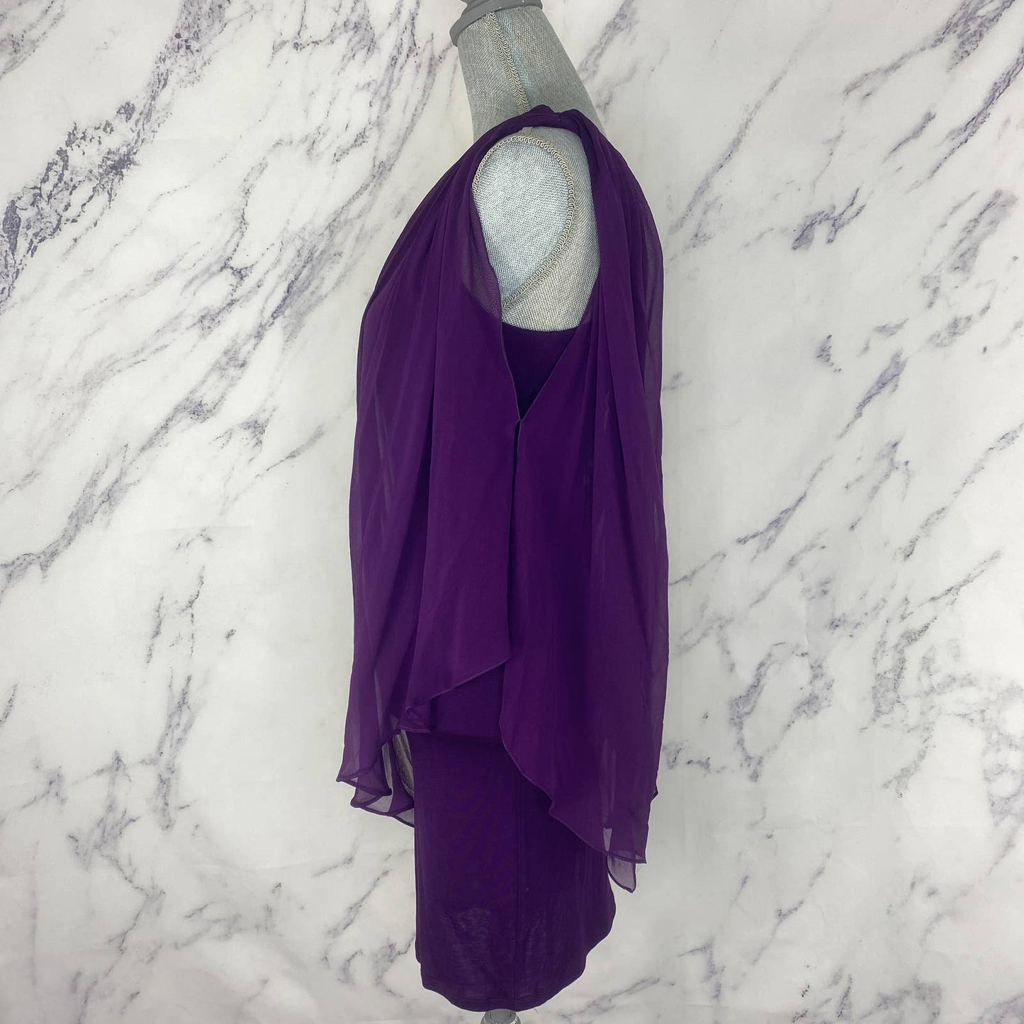 Alice + Olivia | One Shoulder Chiffon Drape Dress | Sz XS