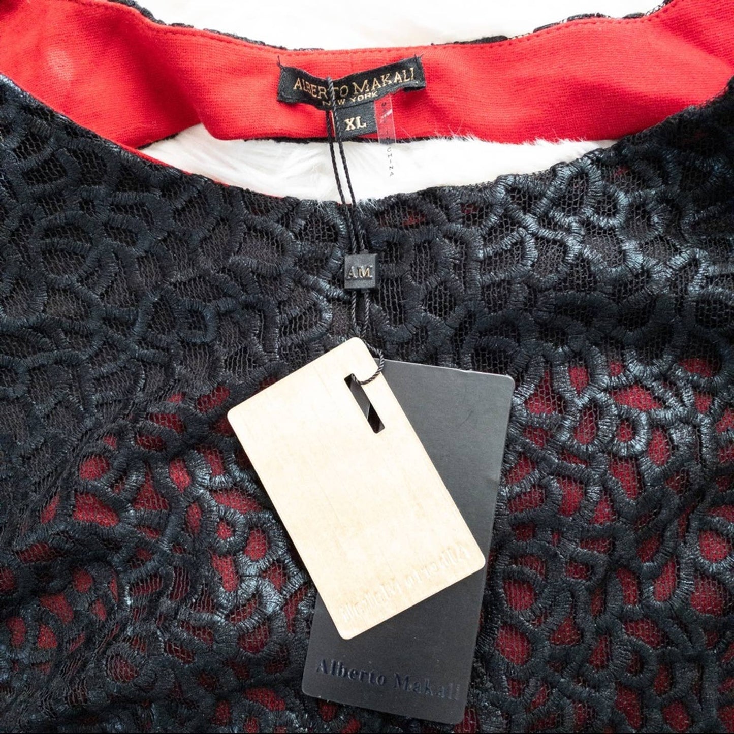 Alberto Makali | Lace Dress | Black/Red | XL