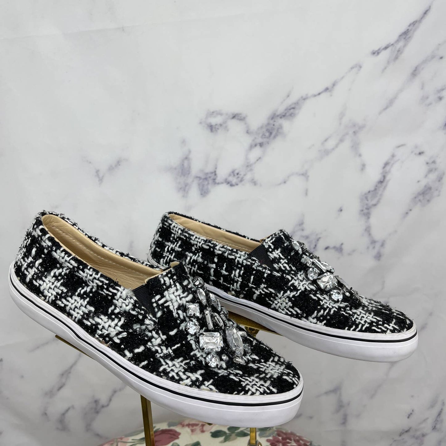 Kate Spade | Tweed Jeweled Slip-On Sneakers | Size 7